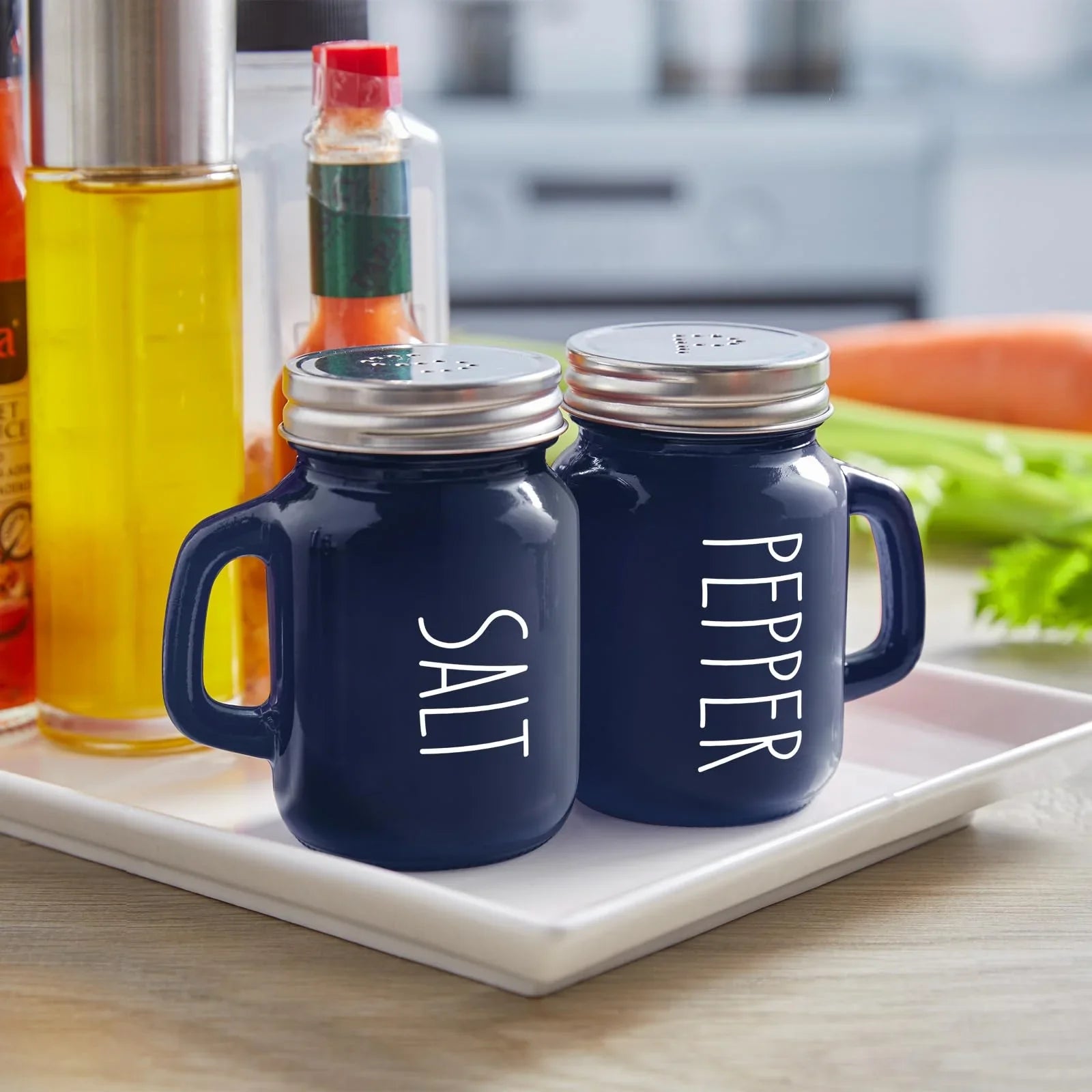 Salt and Pepper Shakers Set, ZOSUJO 4 oz Cute Salt Pepper Shaker, Kitchen Decor for Home Restaurants Wedding, Glass Black White Shaker Sets with Stainless Steel Lids - KJ Cozy Designs