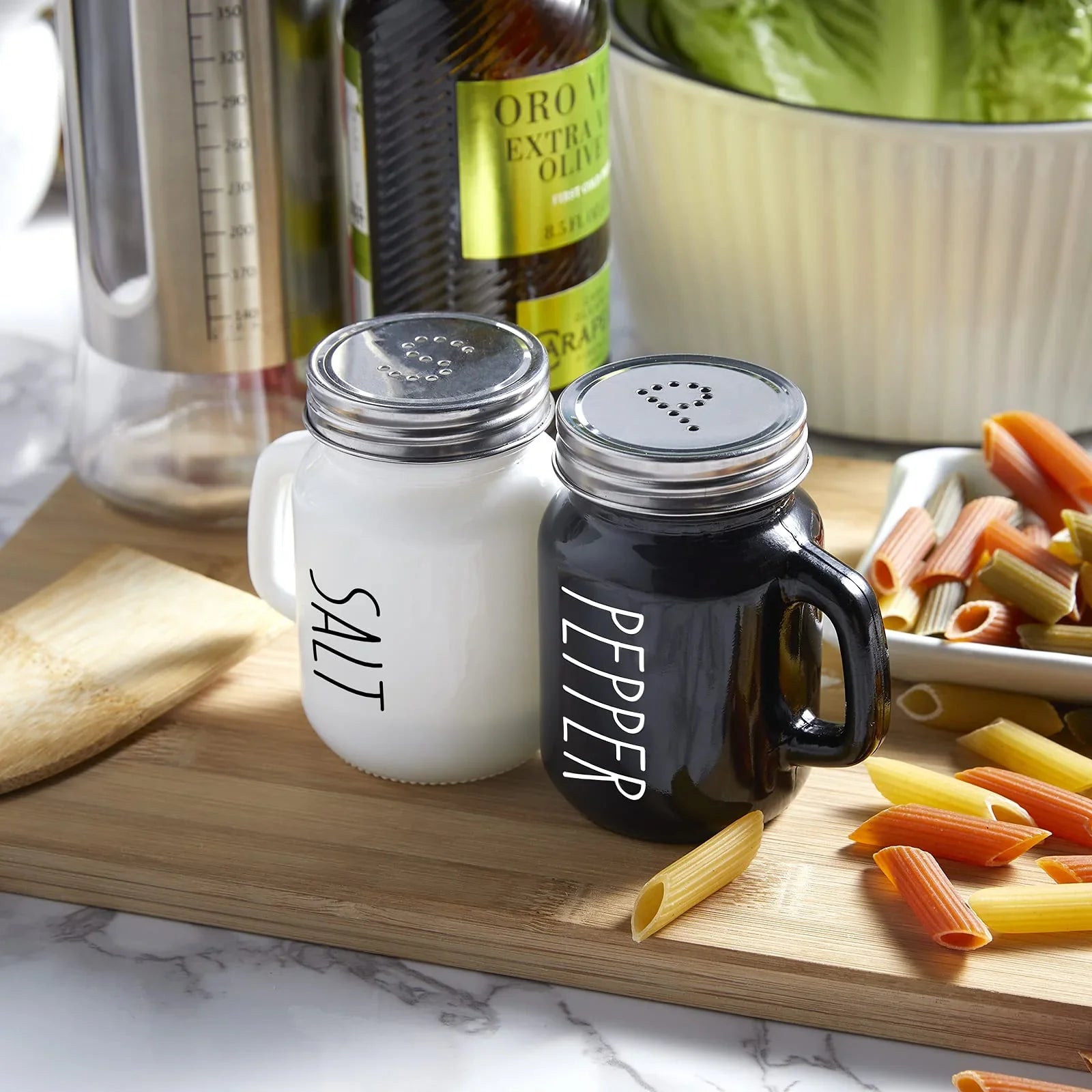 Salt and Pepper Shakers Set, ZOSUJO 4 oz Cute Salt Pepper Shaker, Kitchen Decor for Home Restaurants Wedding, Glass Black White Shaker Sets with Stainless Steel Lids - KJ Cozy Designs