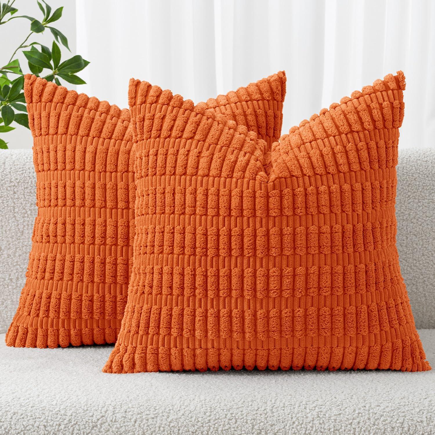 Corduroy Striped Throw Pillow Covers – 18" x 18" (Set of 2) - KJ Cozy Designs