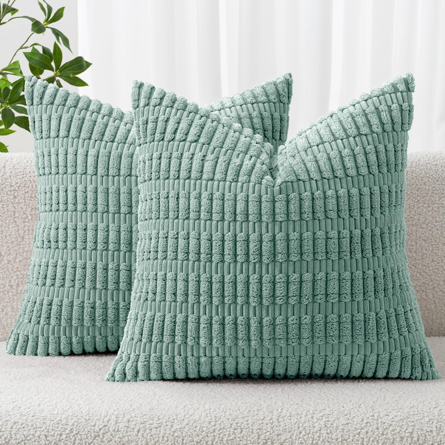 Corduroy Striped Throw Pillow Covers – 18" x 18" (Set of 2) - KJ Cozy Designs