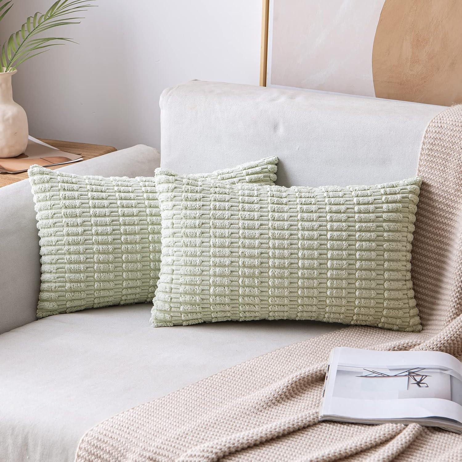 Corduroy Striped Throw Pillow Covers – 18" x 18" (Set of 2) - KJ Cozy Designs