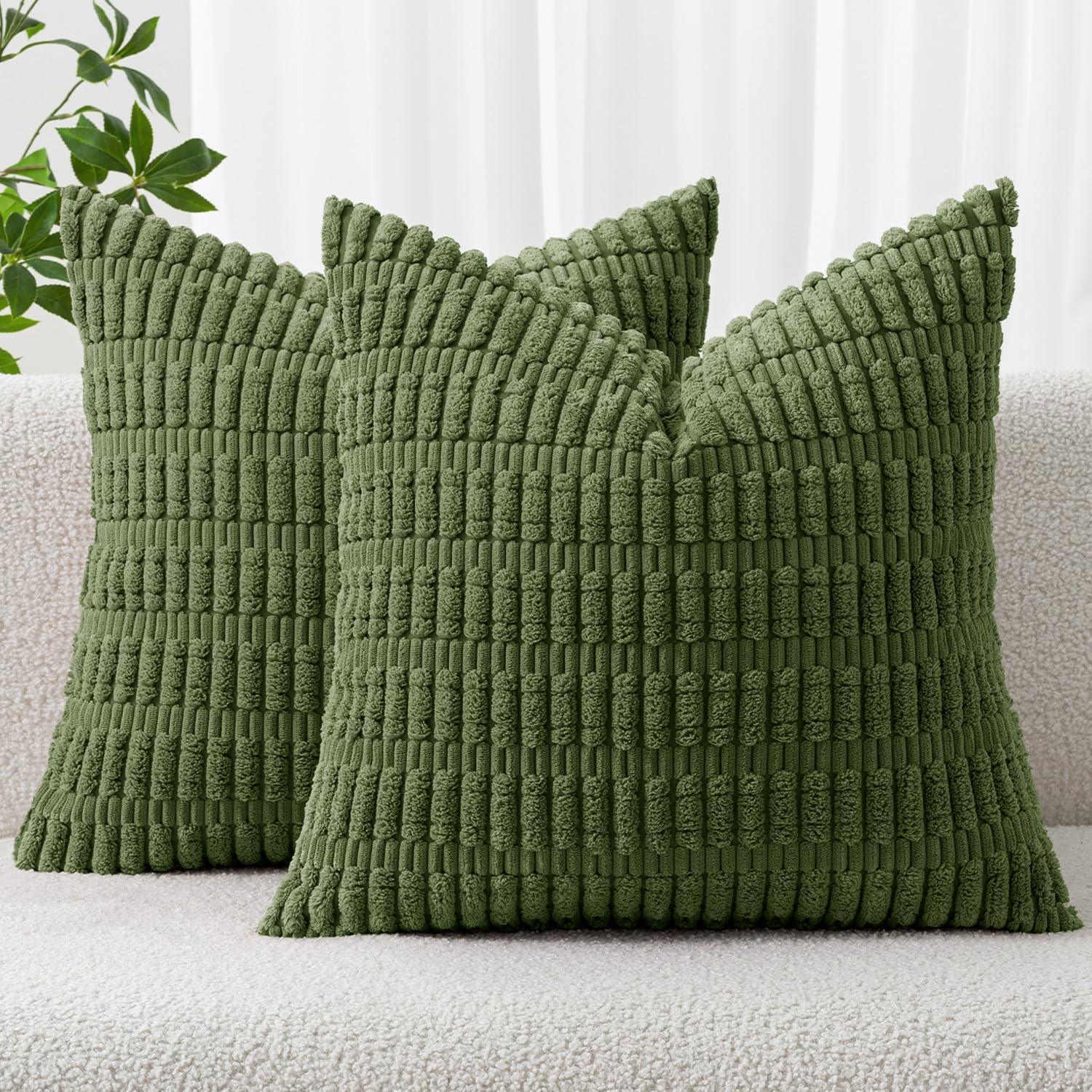 Corduroy Striped Throw Pillow Covers – 18" x 18" (Set of 2) - KJ Cozy Designs