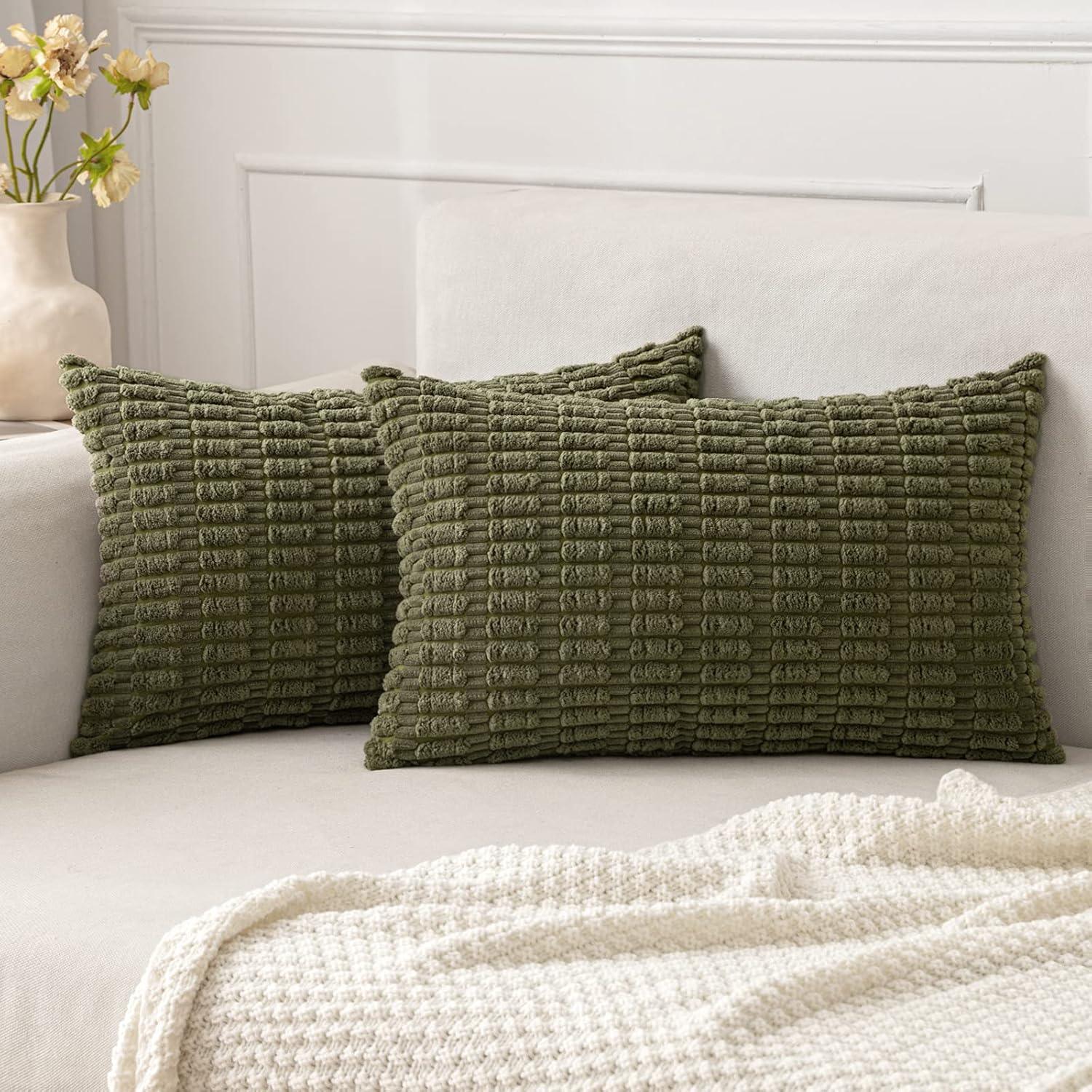 Corduroy Striped Throw Pillow Covers – 18" x 18" (Set of 2) - KJ Cozy Designs