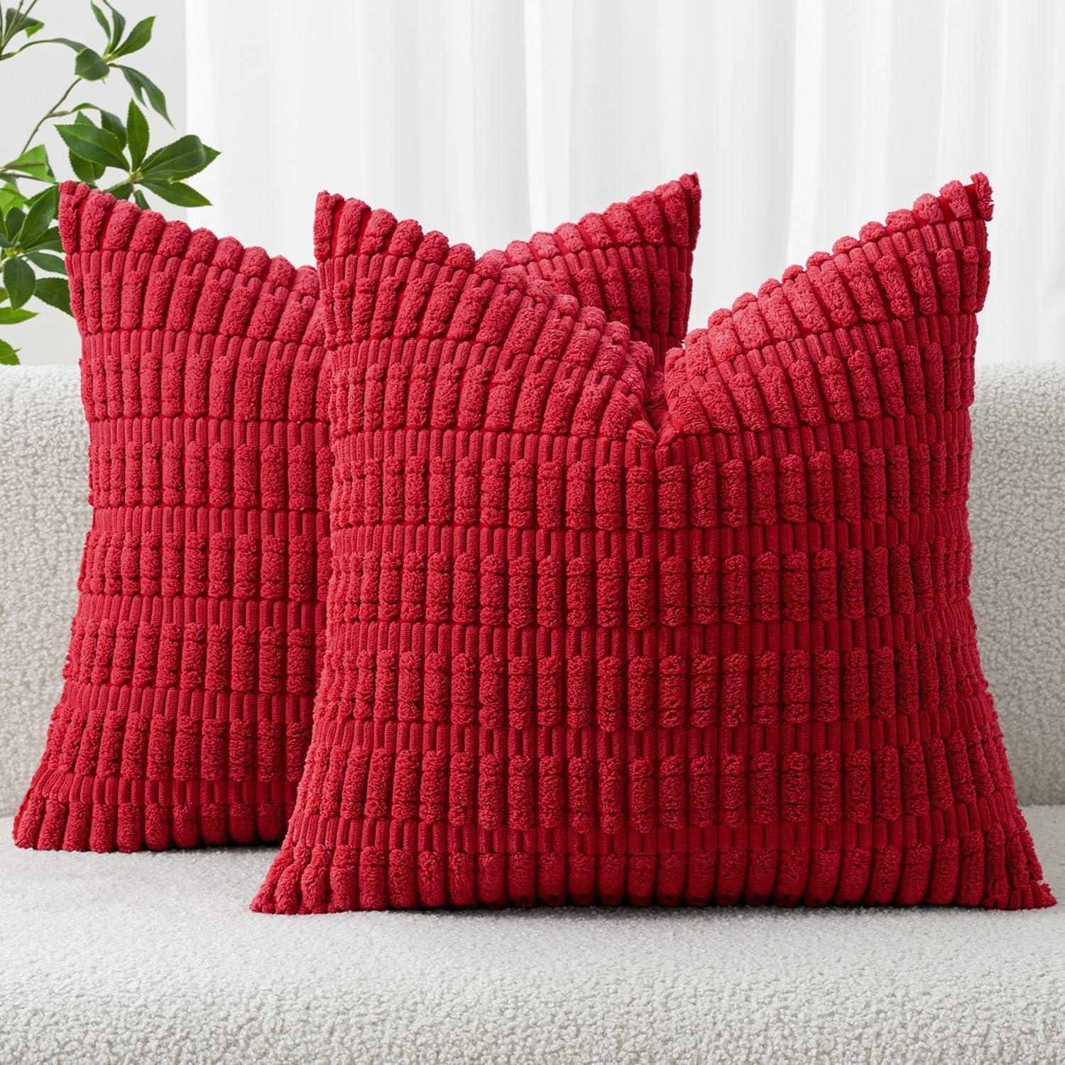 Corduroy Striped Throw Pillow Covers – 18" x 18" (Set of 2) - KJ Cozy Designs