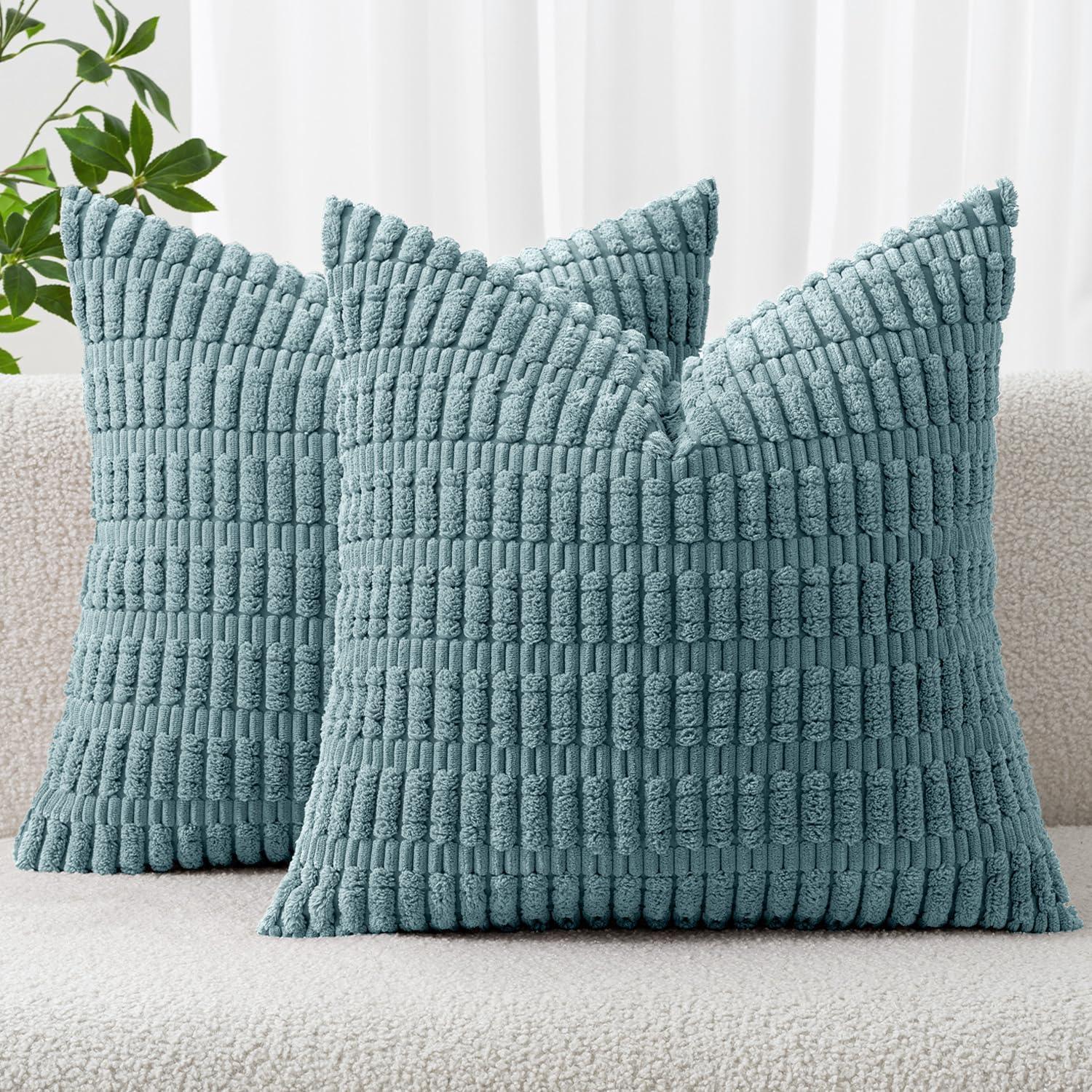 Corduroy Striped Throw Pillow Covers – 18" x 18" (Set of 2) - KJ Cozy Designs