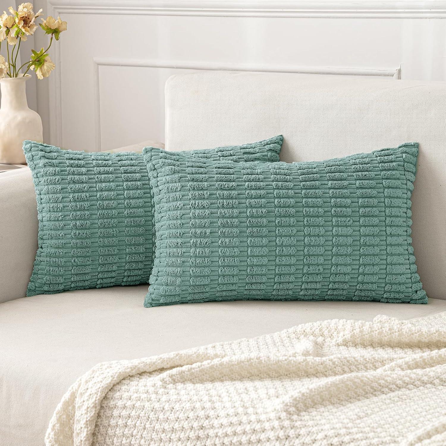 Corduroy Striped Throw Pillow Covers – 18" x 18" (Set of 2) - KJ Cozy Designs