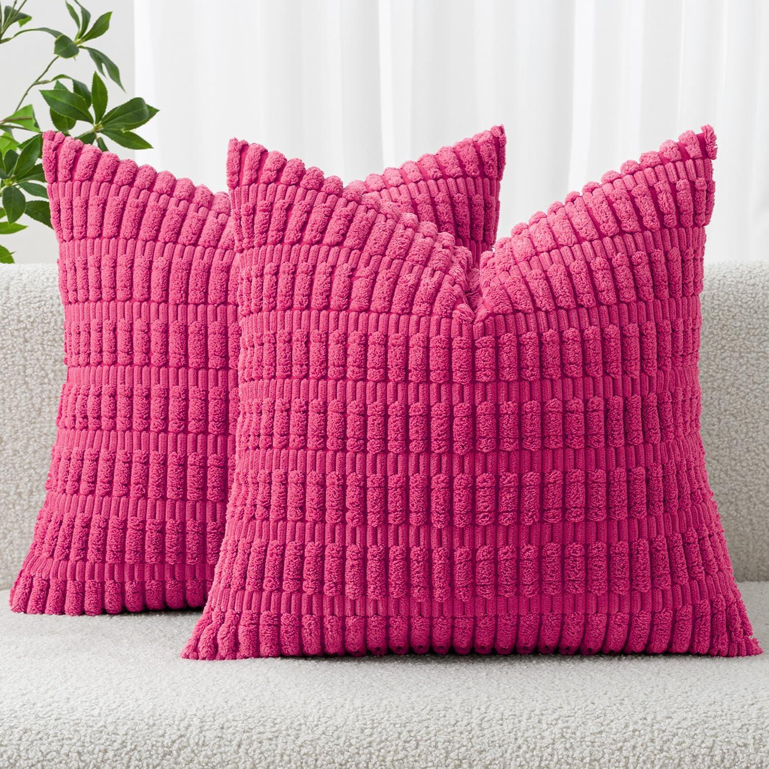 Corduroy Striped Throw Pillow Covers – 18" x 18" (Set of 2) - KJ Cozy Designs