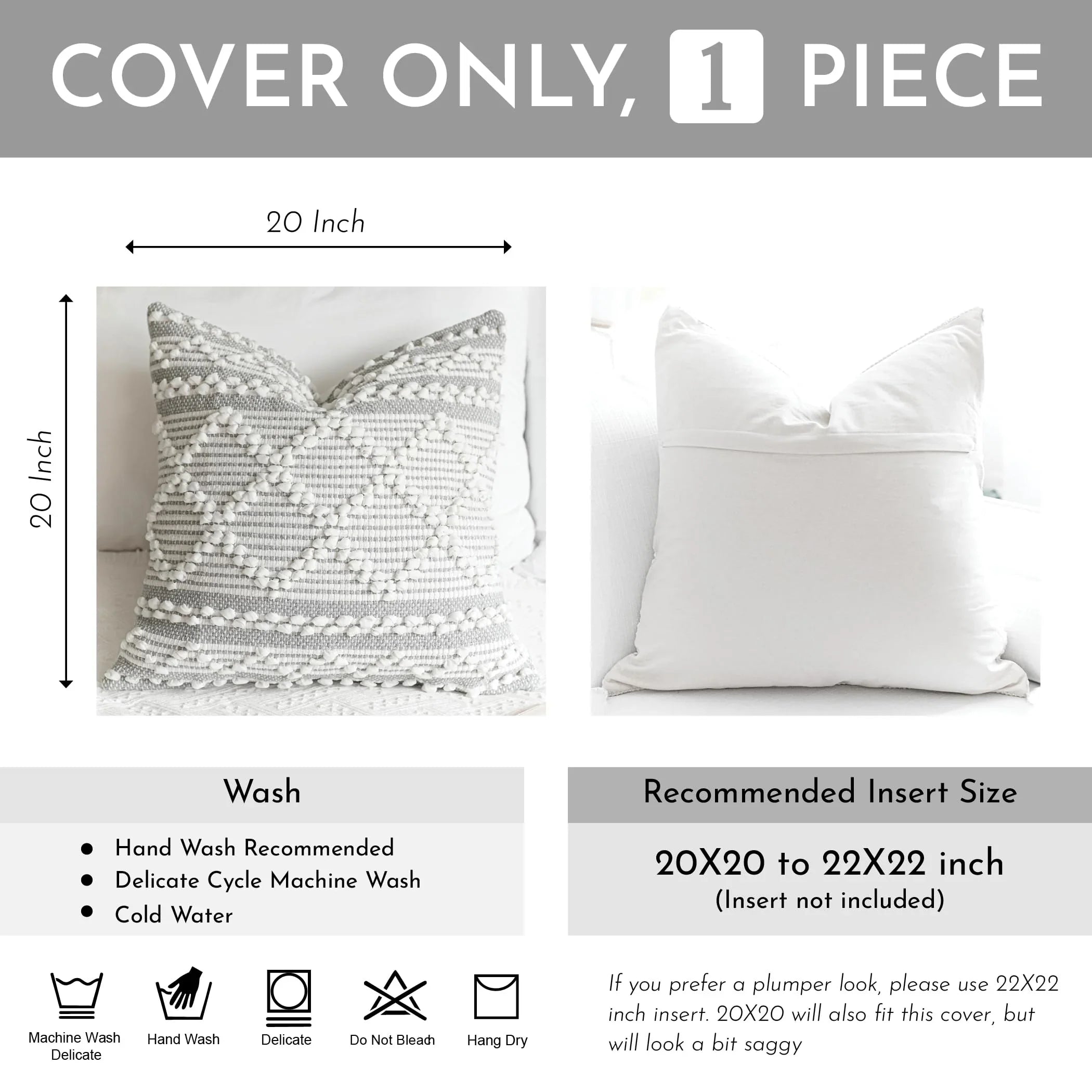 Cream Decorative Lumbar Pillow Cover – 14" x 36" - KJ Cozy Designs