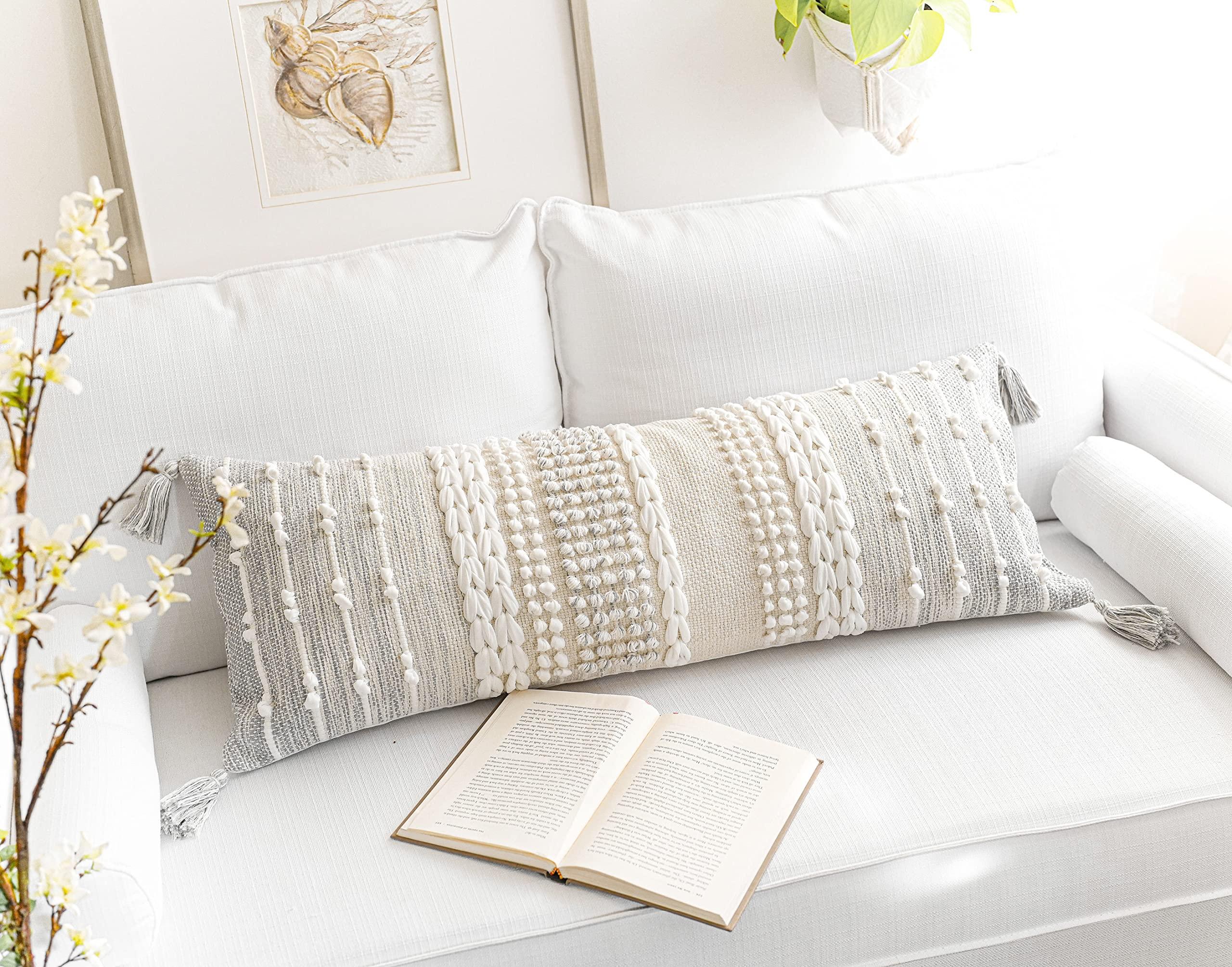 Cream Decorative Lumbar Pillow Cover – 14" x 36" - KJ Cozy Designs