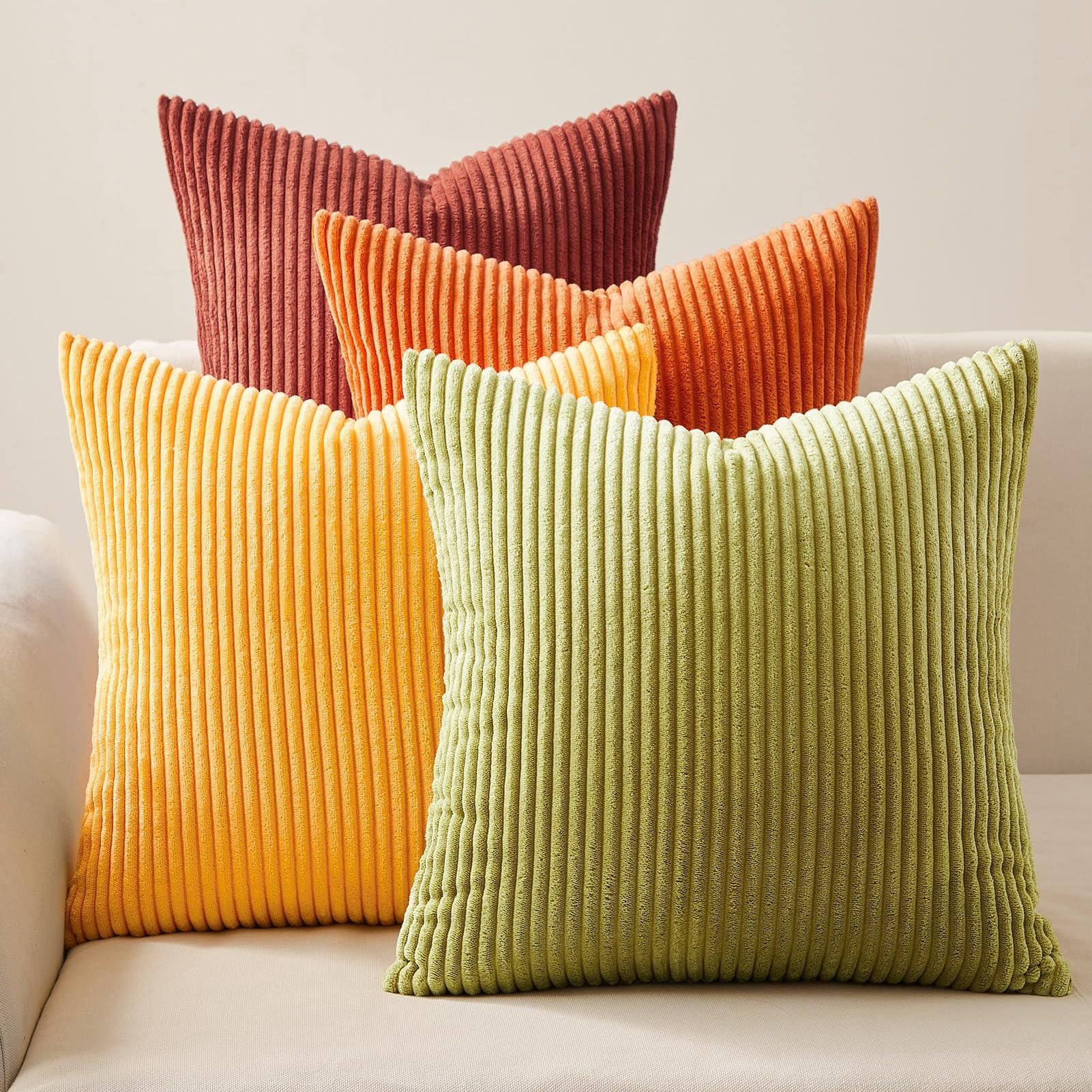 Farmhouse Corduroy Throw Pillow Covers (Set of 4) - KJ Cozy Designs