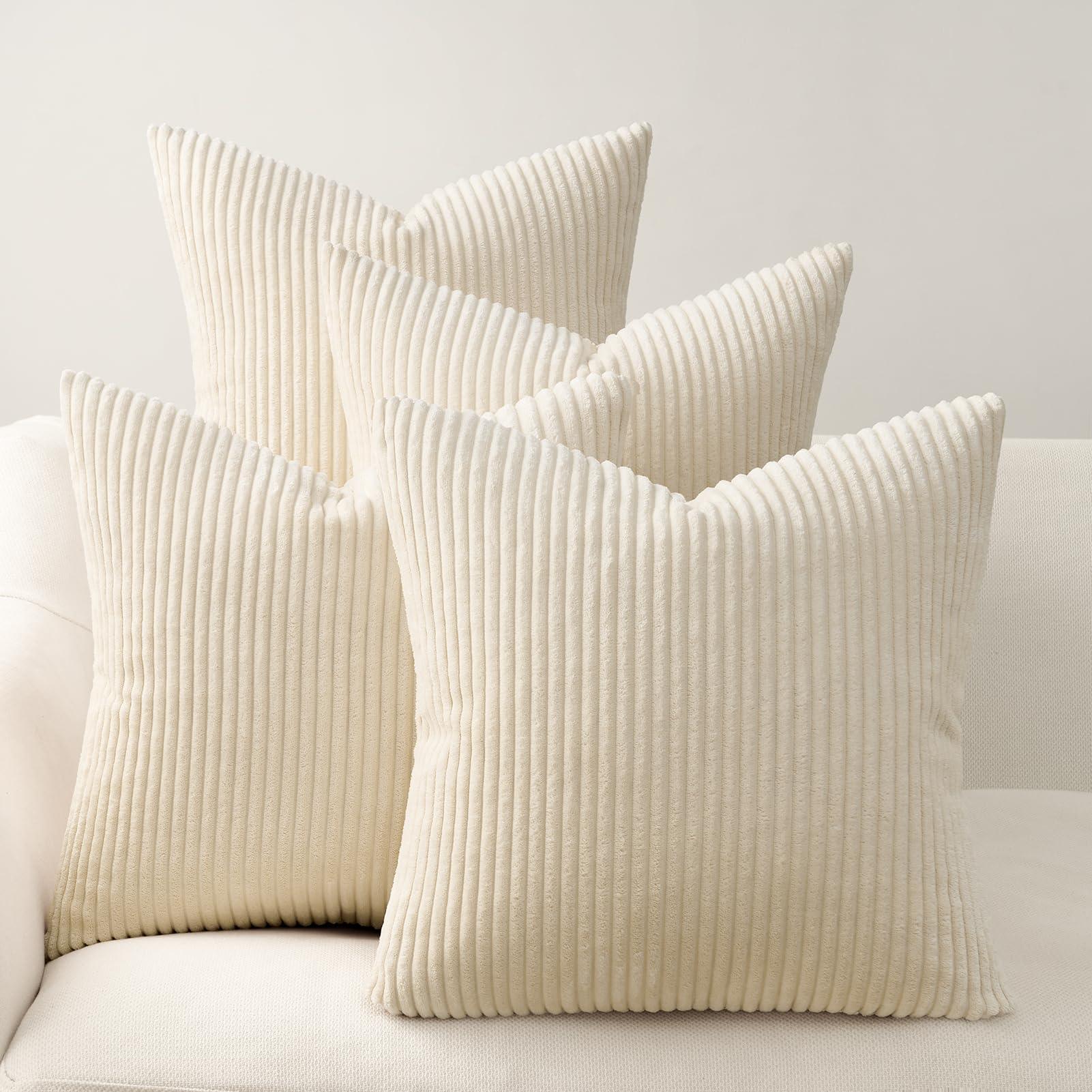 Farmhouse Corduroy Throw Pillow Covers (Set of 4) - KJ Cozy Designs
