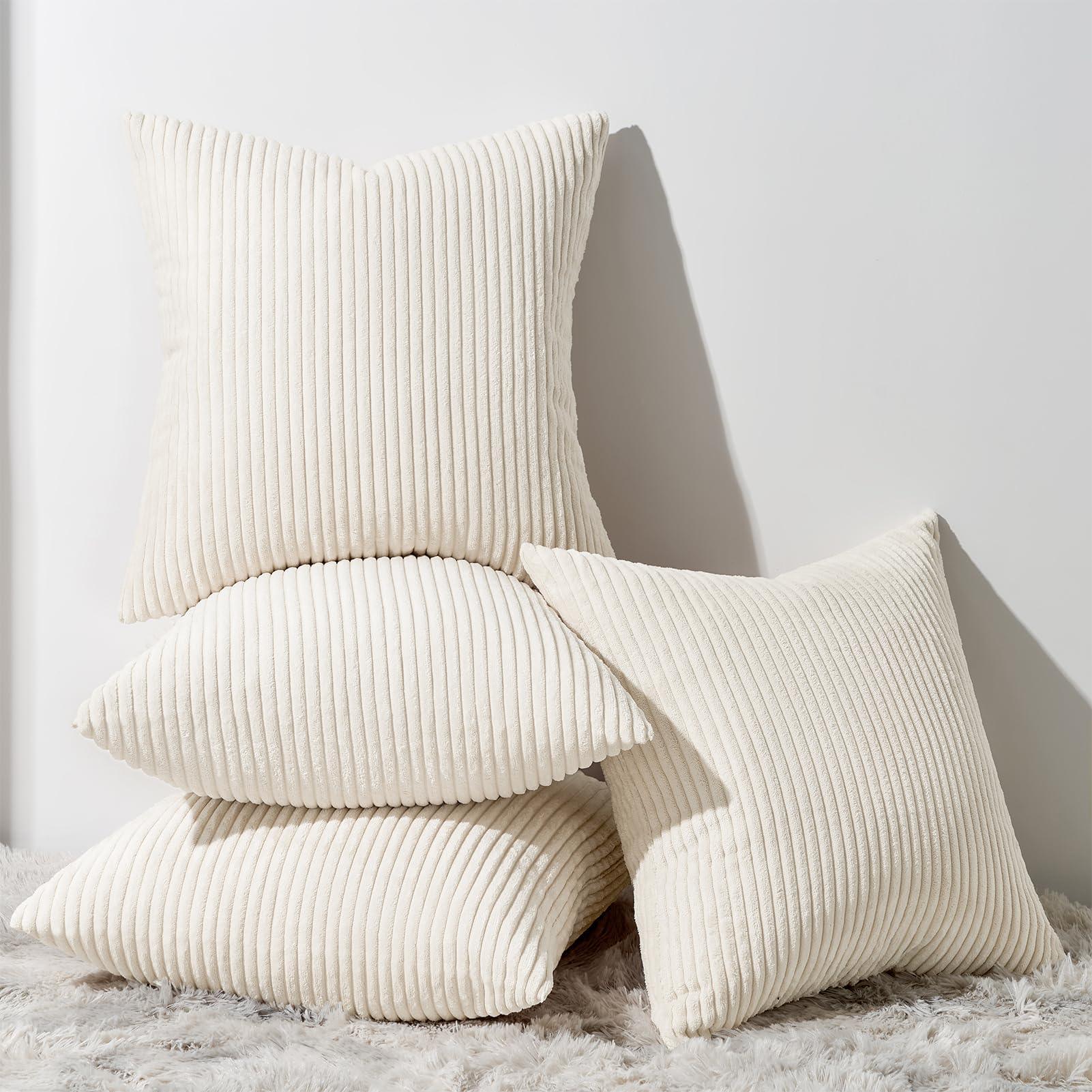 Farmhouse Corduroy Throw Pillow Covers (Set of 4) - KJ Cozy Designs