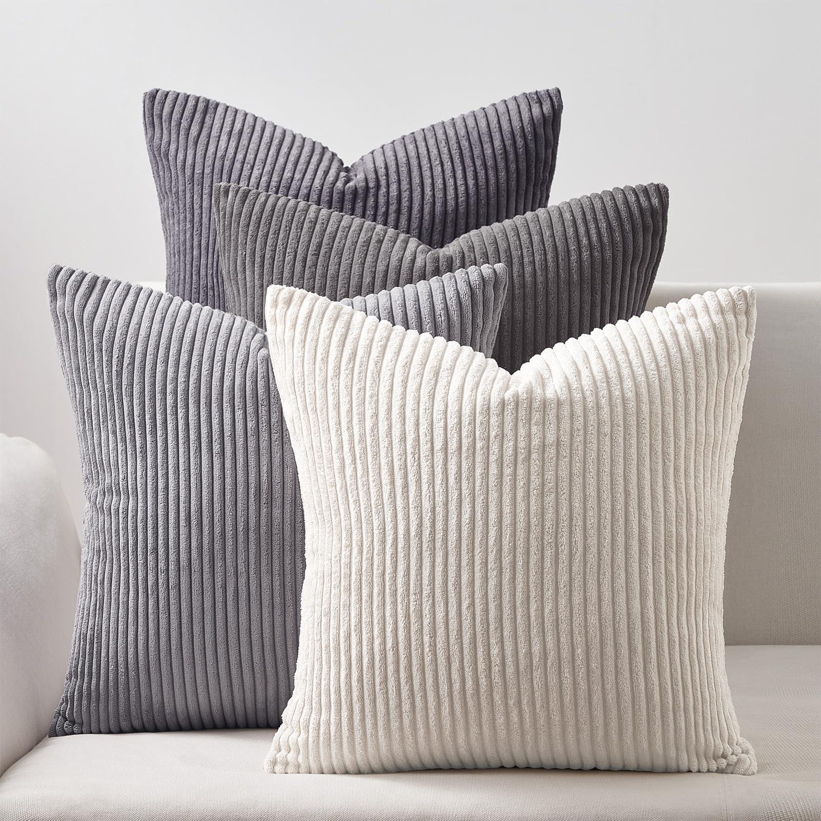 Farmhouse Corduroy Throw Pillow Covers (Set of 4) - KJ Cozy Designs