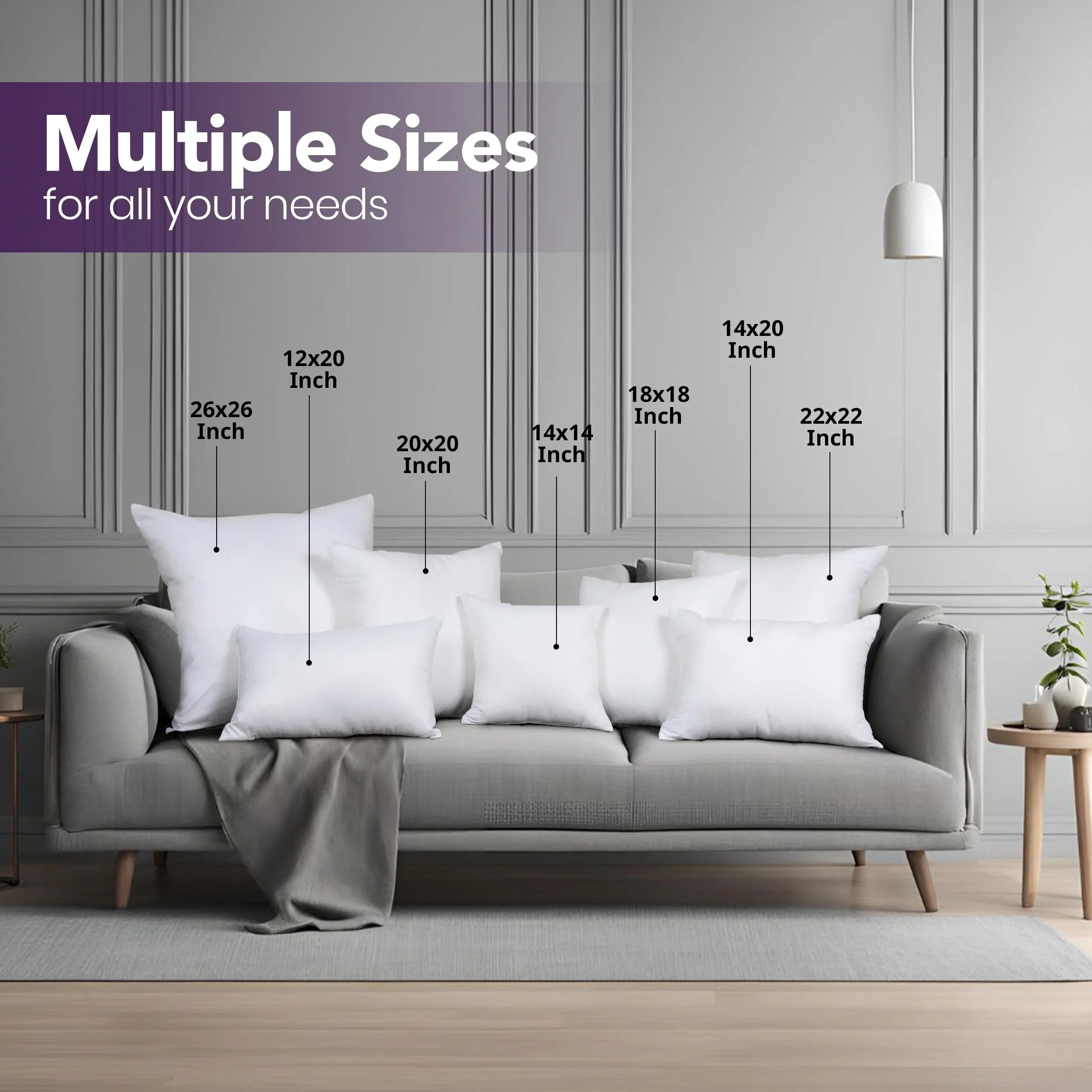 18" x 18" Throw Pillow Inserts (Set of 2) - KJ Cozy Designs