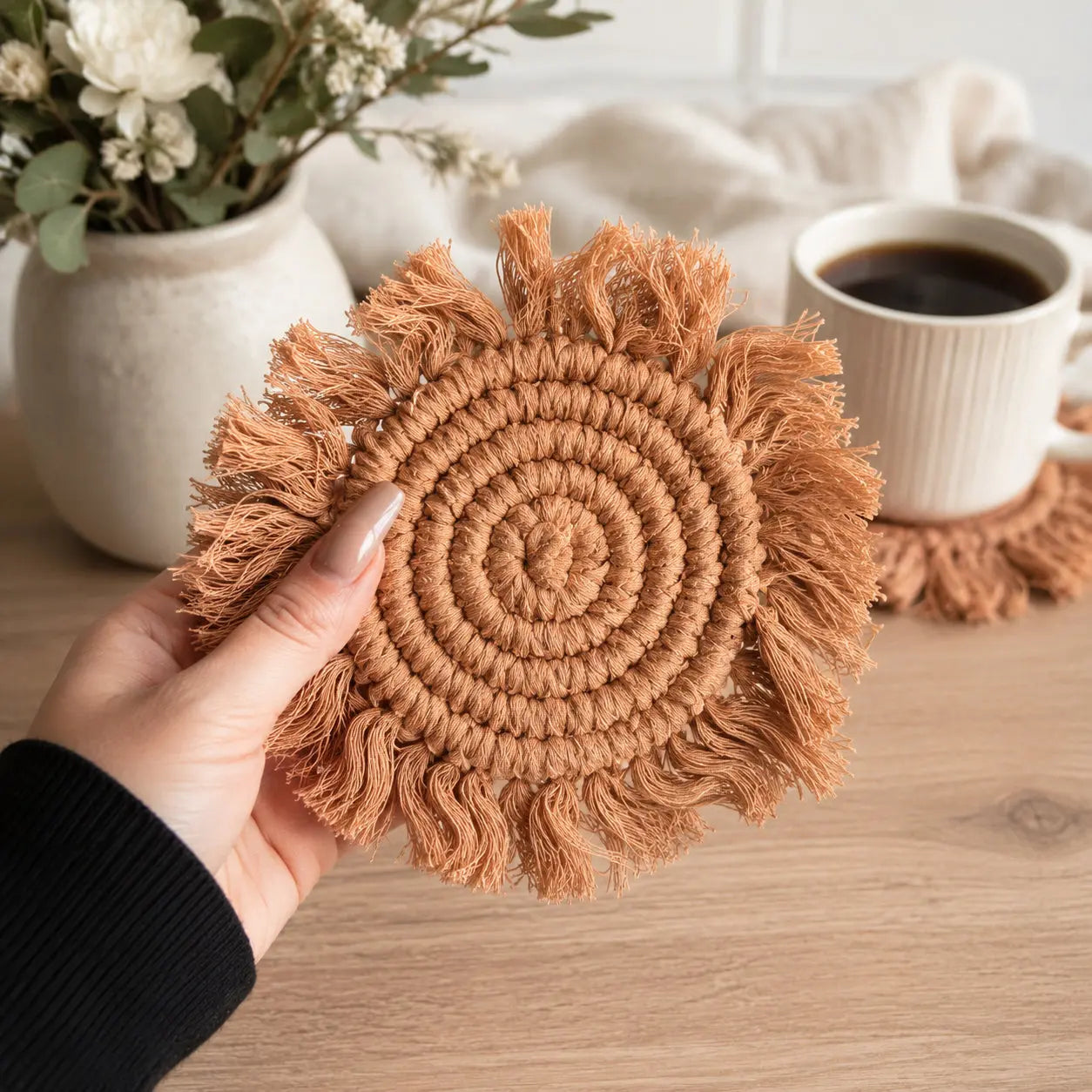 Pastel Braided Tassel Coasters Gia Roma