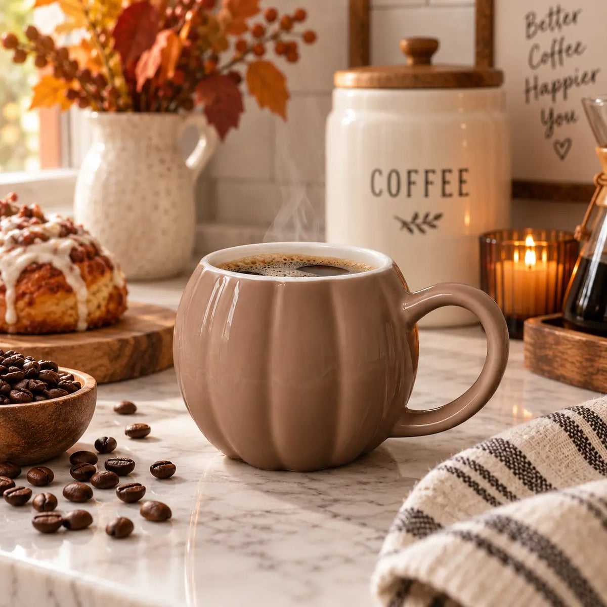Pumpkin Shaped Ceramic Coffee Mug Gia Roma Pumpkin Shaped Ceramic Coffee Mug Gia Roma