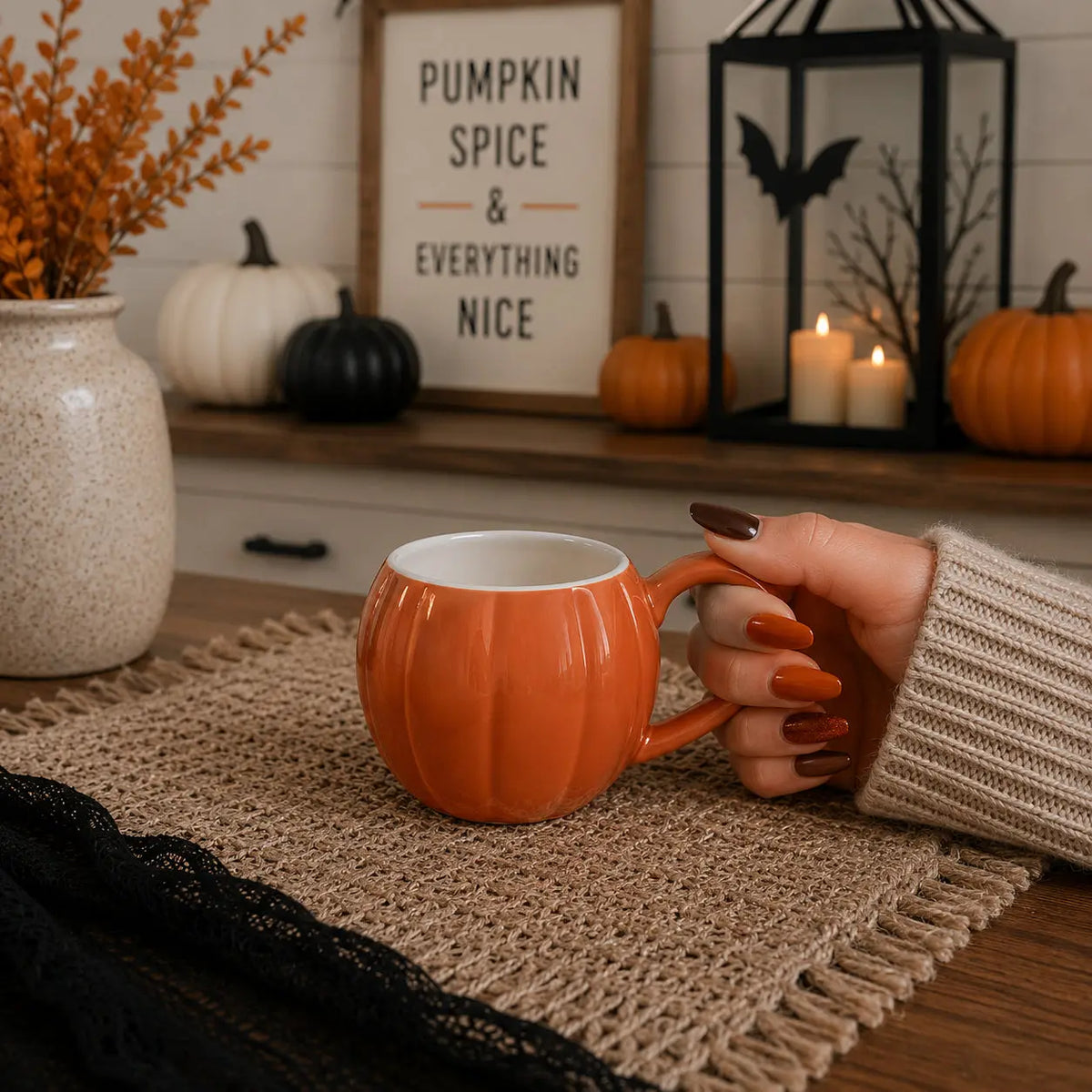 Pumpkin Shaped Ceramic Coffee Mug Gia Roma Pumpkin Shaped Ceramic Coffee Mug Gia Roma