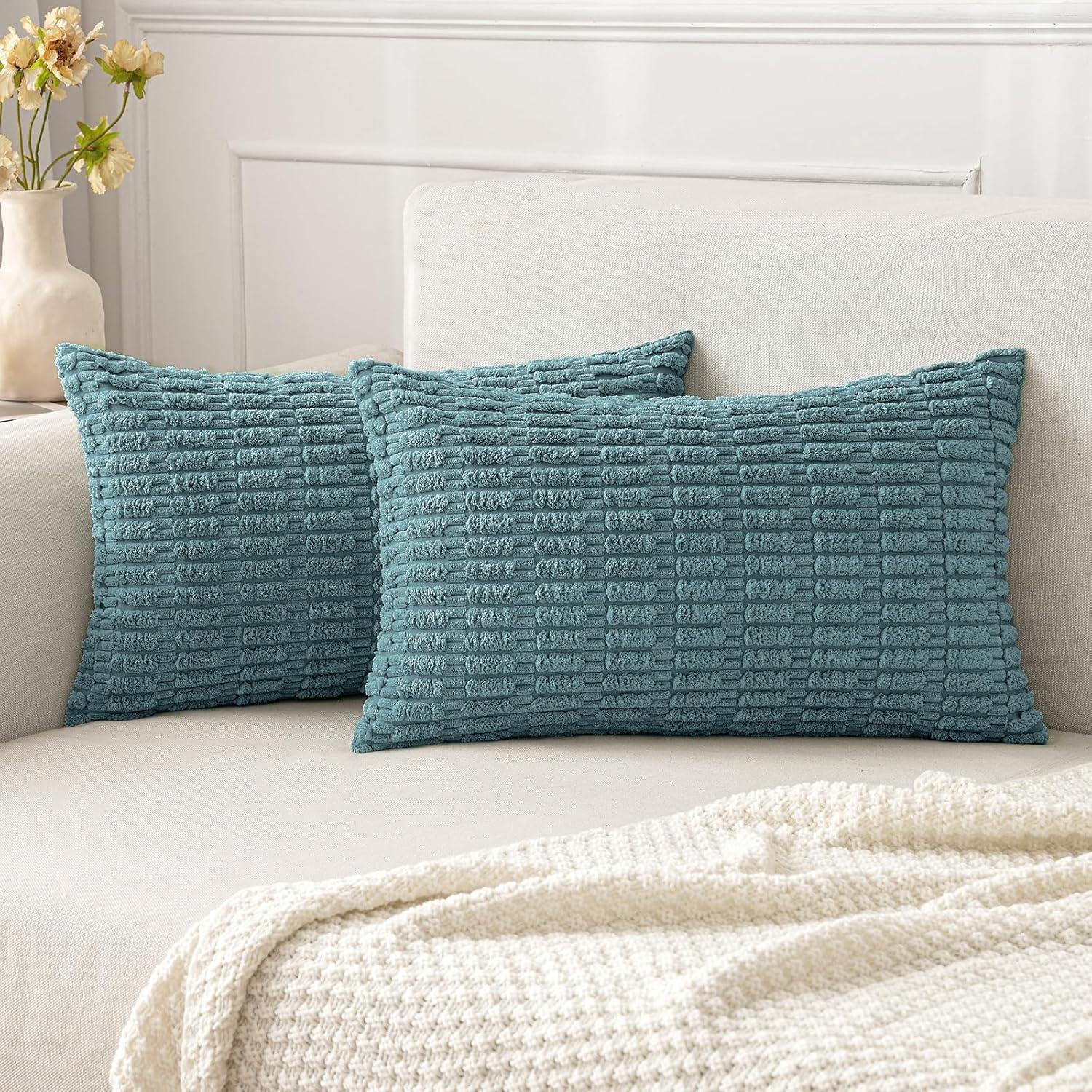 Corduroy Striped Throw Pillow Covers – 18" x 18" (Set of 2) - KJ Cozy Designs