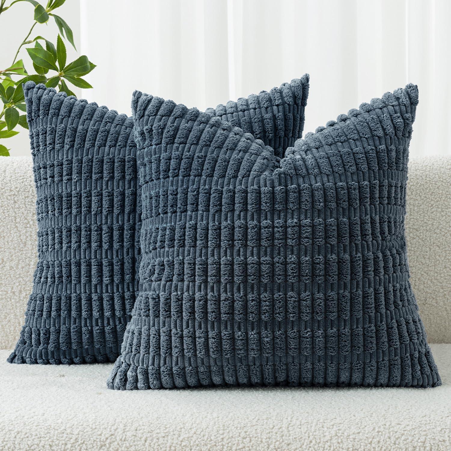 Corduroy Striped Throw Pillow Covers – 18" x 18" (Set of 2) - KJ Cozy Designs