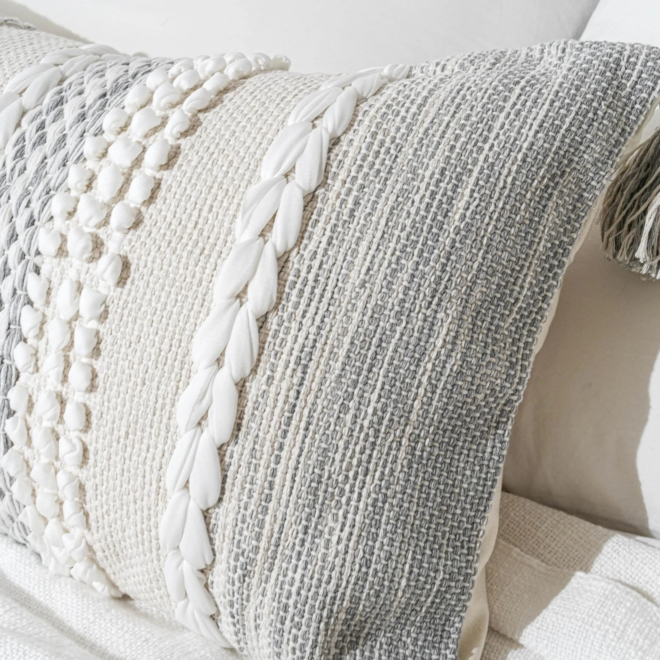 Cream Decorative Lumbar Pillow Cover – 14" x 36" - KJ Cozy Designs