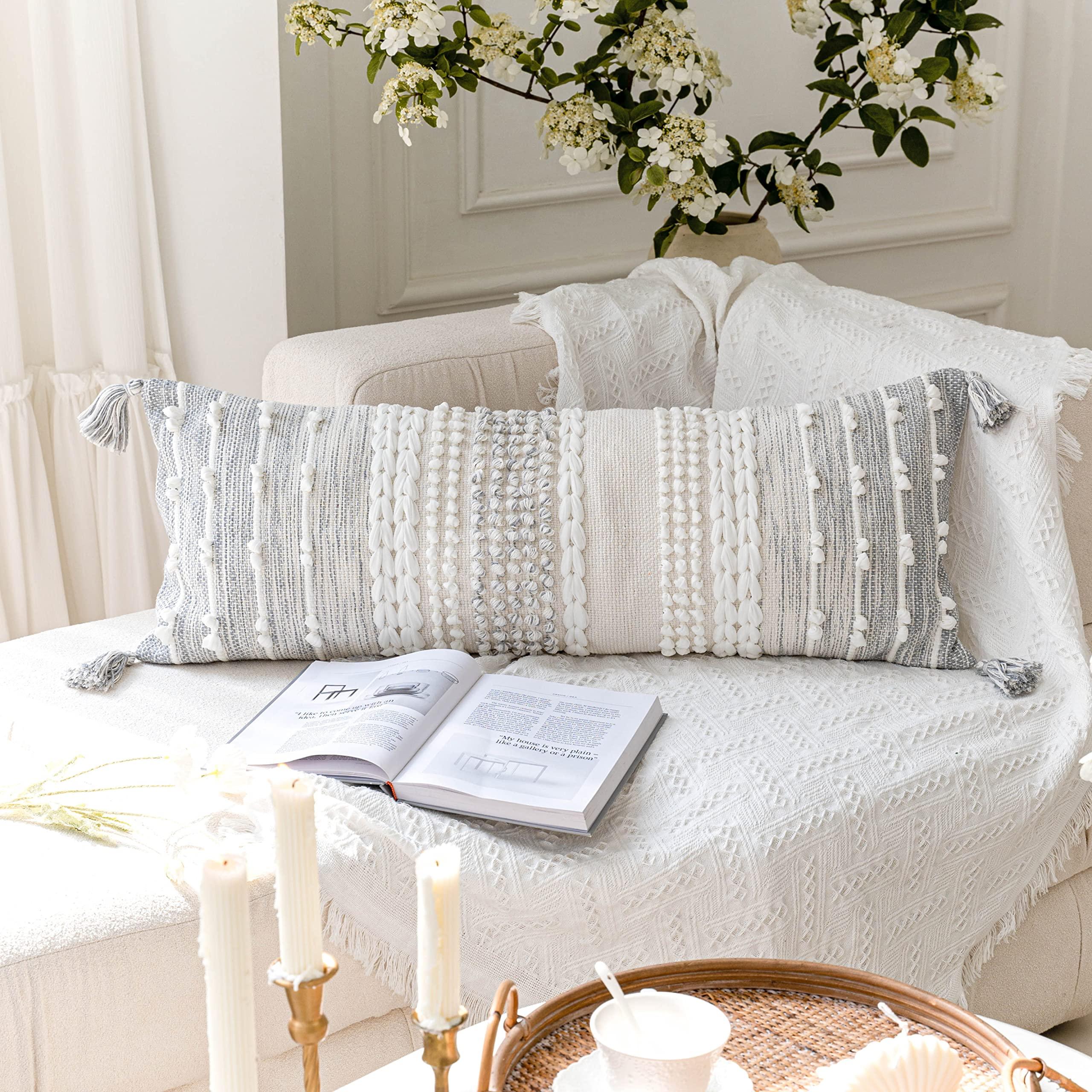 Cream Decorative Lumbar Pillow Cover – 14" x 36" - KJ Cozy Designs