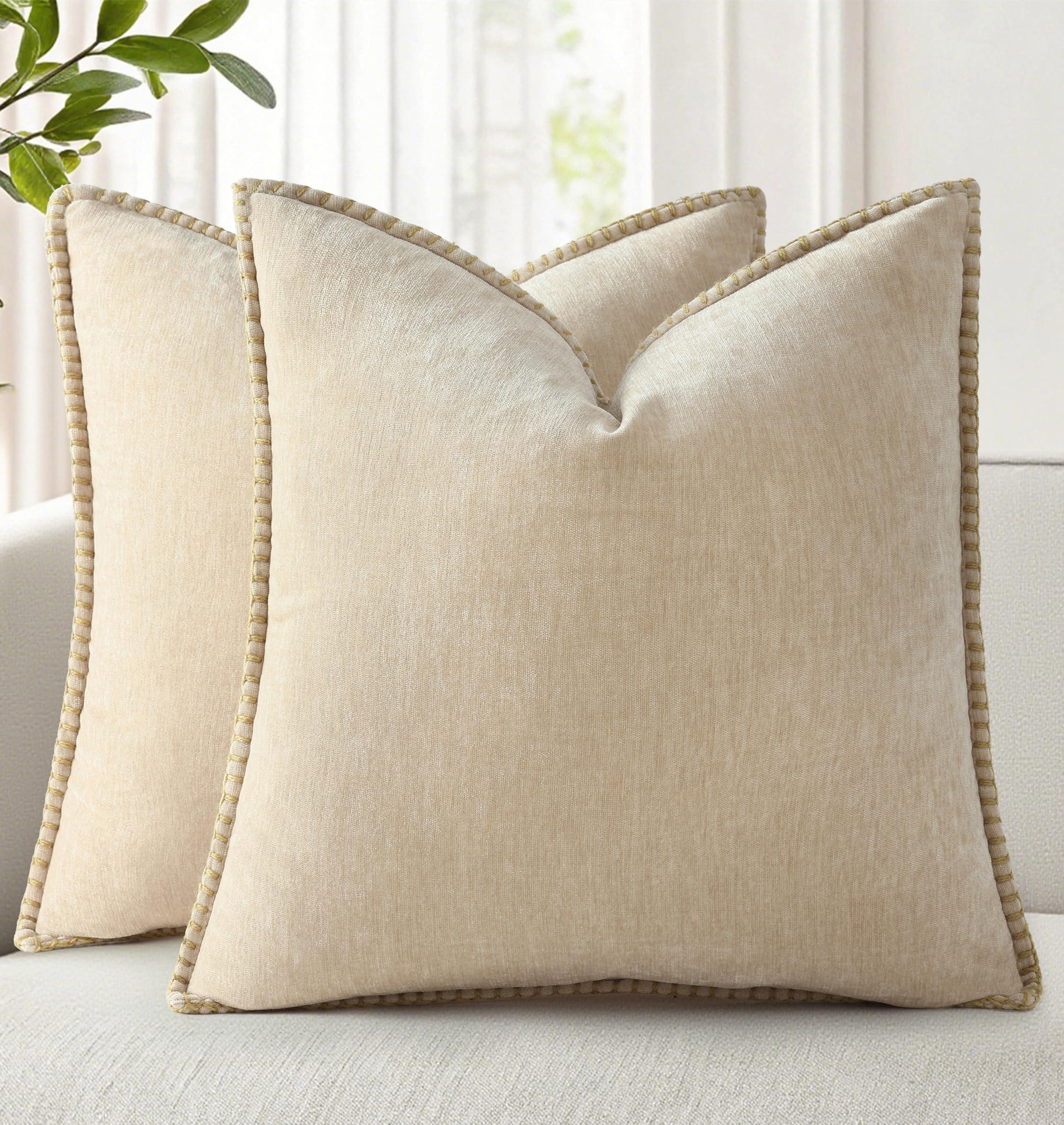 Spring Chenille Soft Throw Pillow Covers – 18" x 18" (Set of 2) - KJ Cozy Designs