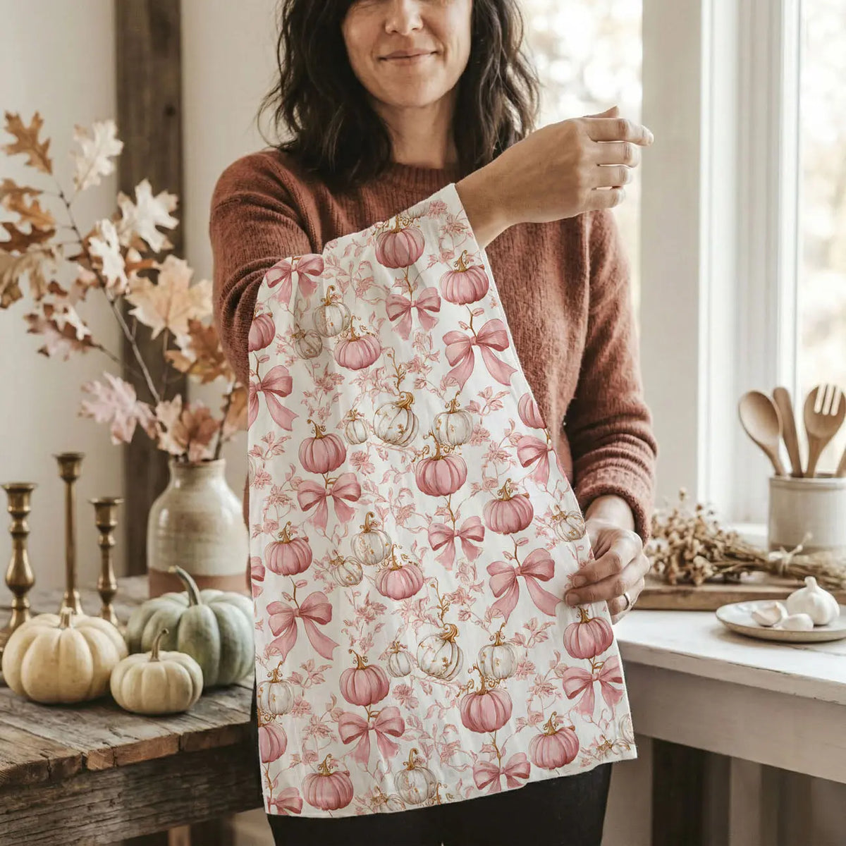Pink Pumpkins Kitchen Towel Gia Roma Pink Pumpkins Kitchen Towel Gia Roma
