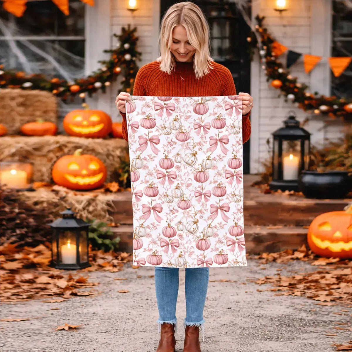 Pink Pumpkins Kitchen Towel Gia Roma Pink Pumpkins Kitchen Towel Gia Roma