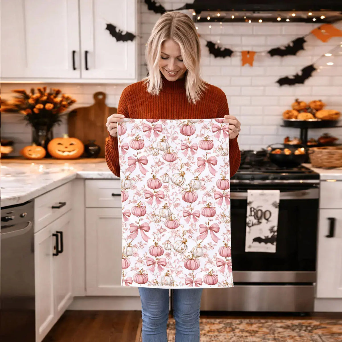 Pink Pumpkins Kitchen Towel Gia Roma Pink Pumpkins Kitchen Towel Gia Roma