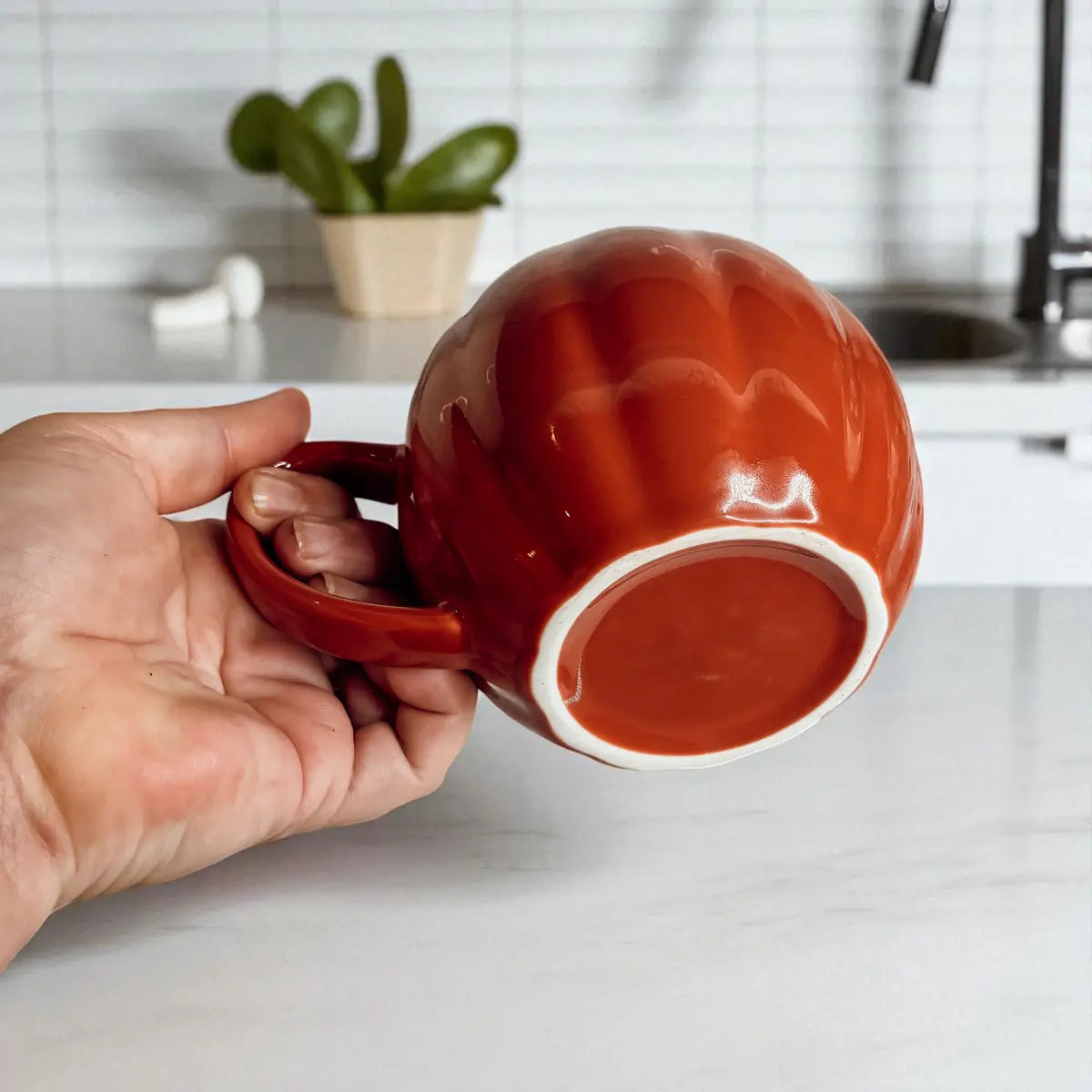 Pumpkin Shaped Ceramic Coffee Mug Gia Roma Pumpkin Shaped Ceramic Coffee Mug Gia Roma