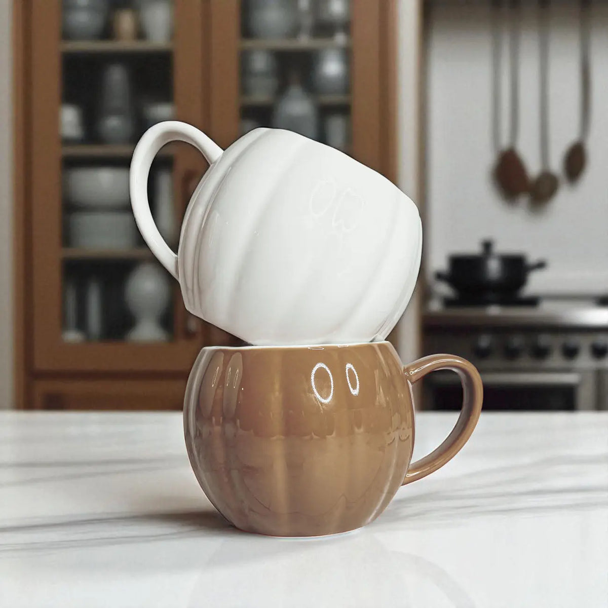 Pumpkin Shaped Ceramic Coffee Mug Gia Roma Pumpkin Shaped Ceramic Coffee Mug Gia Roma