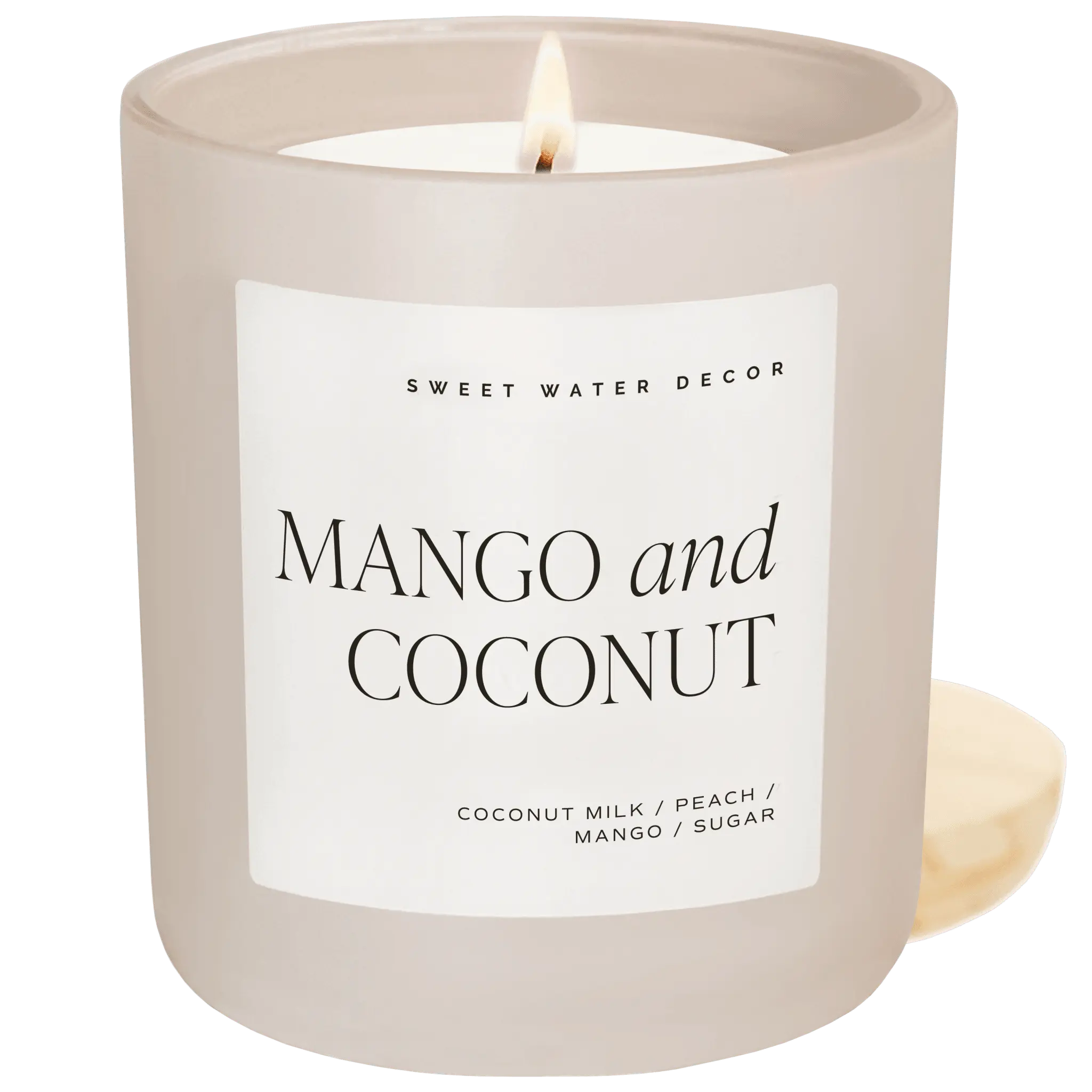 Mango and Coconut Soy Candle - Tan Matte Jar - 15 oz Sweet Water Decor