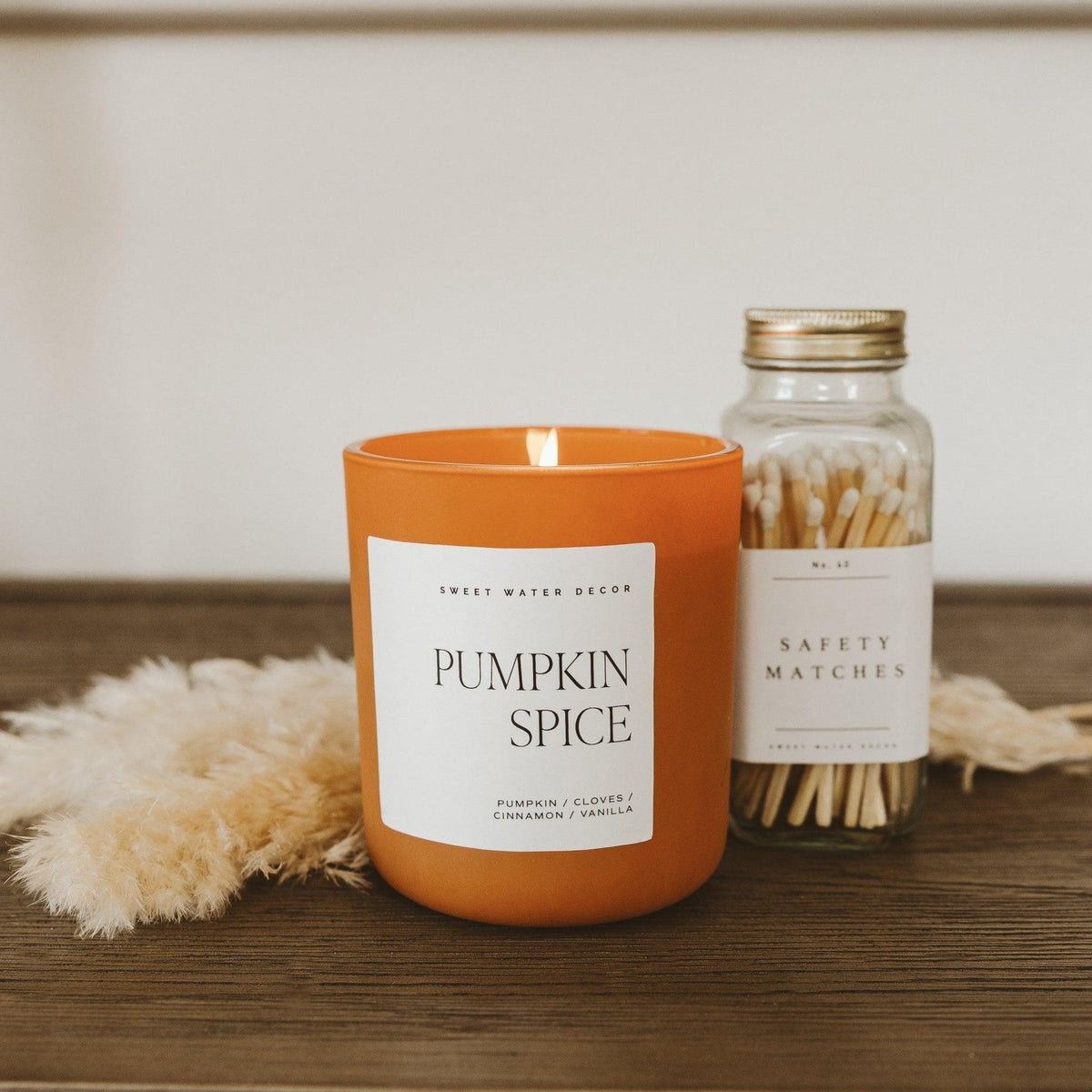 Pumpkin Spice Soy Candle - Orange Matte Jar - 15 oz - KJ Cozy Designs