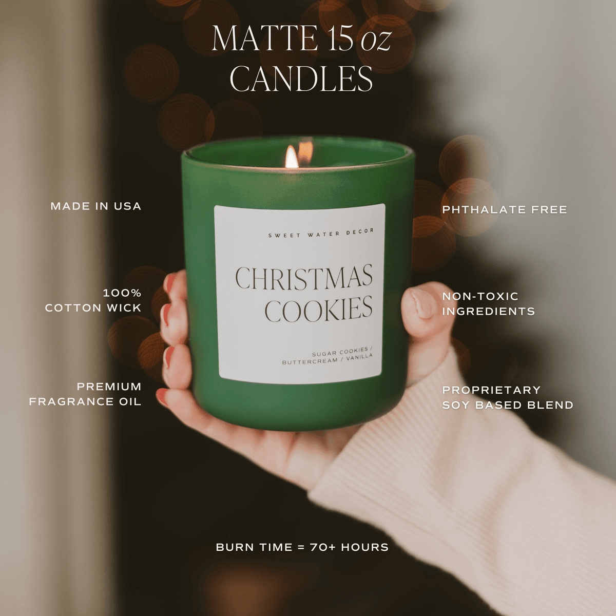Under the Mistletoe Soy Candle - Green Matte Jar - 15 oz (Fraser Fir) - KJ Cozy Designs
