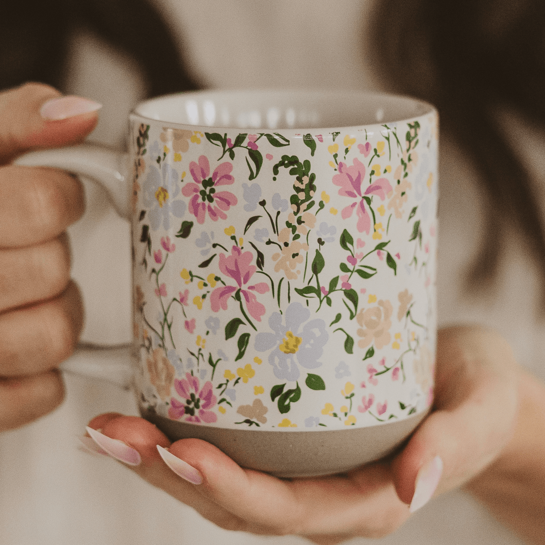 Floral 14oz. Stoneware Coffee Mug - KJ Cozy Designs
