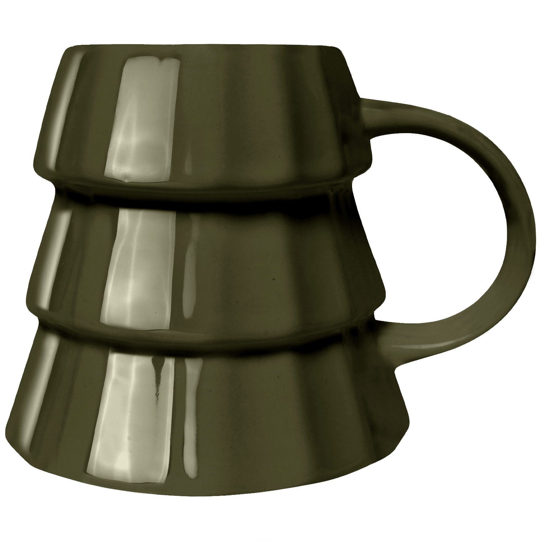 Green ceramic mug on a transparent background