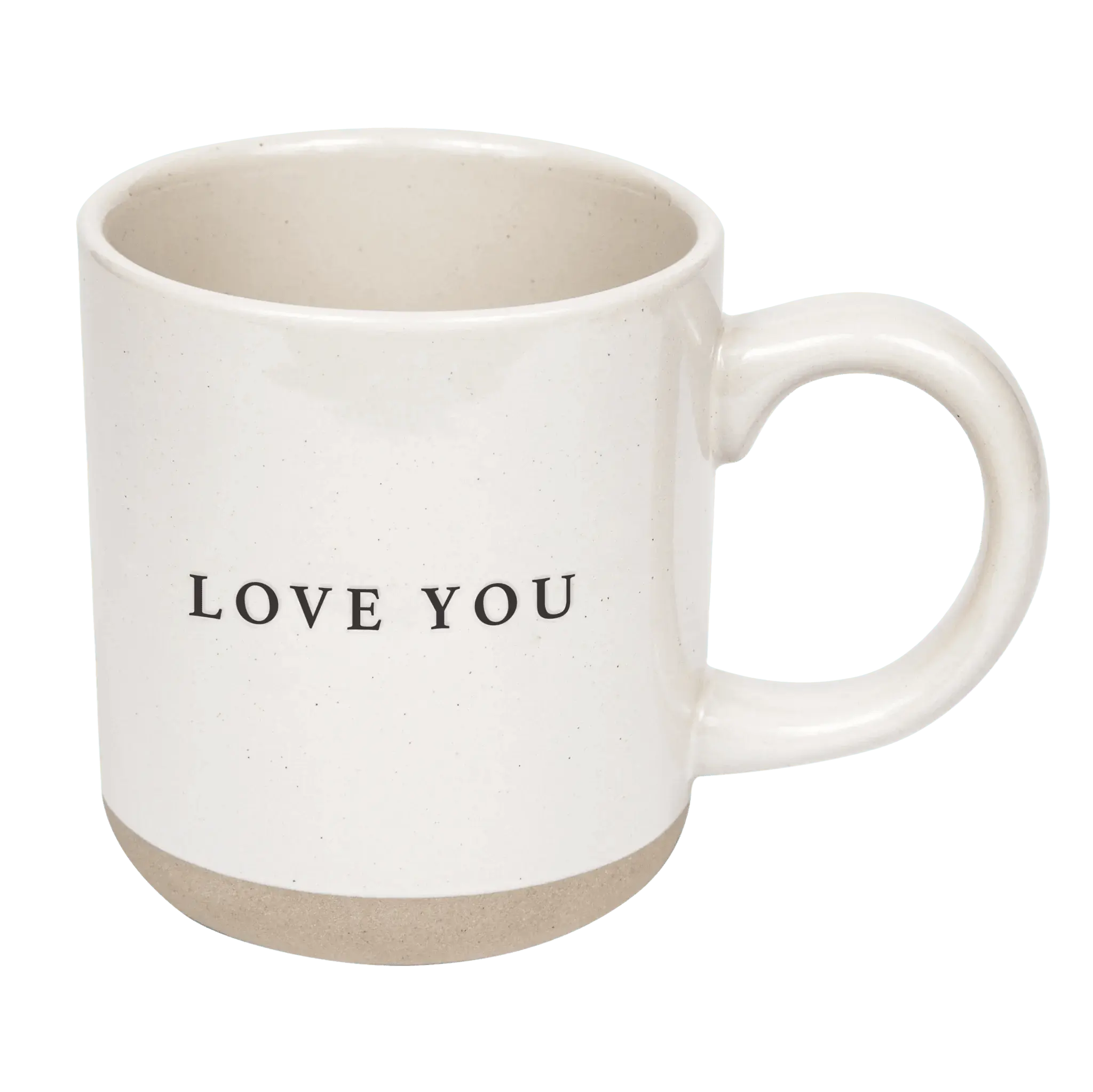 Cream ceramic mug with 'LOVE YOU' text, farmhouse style home decor