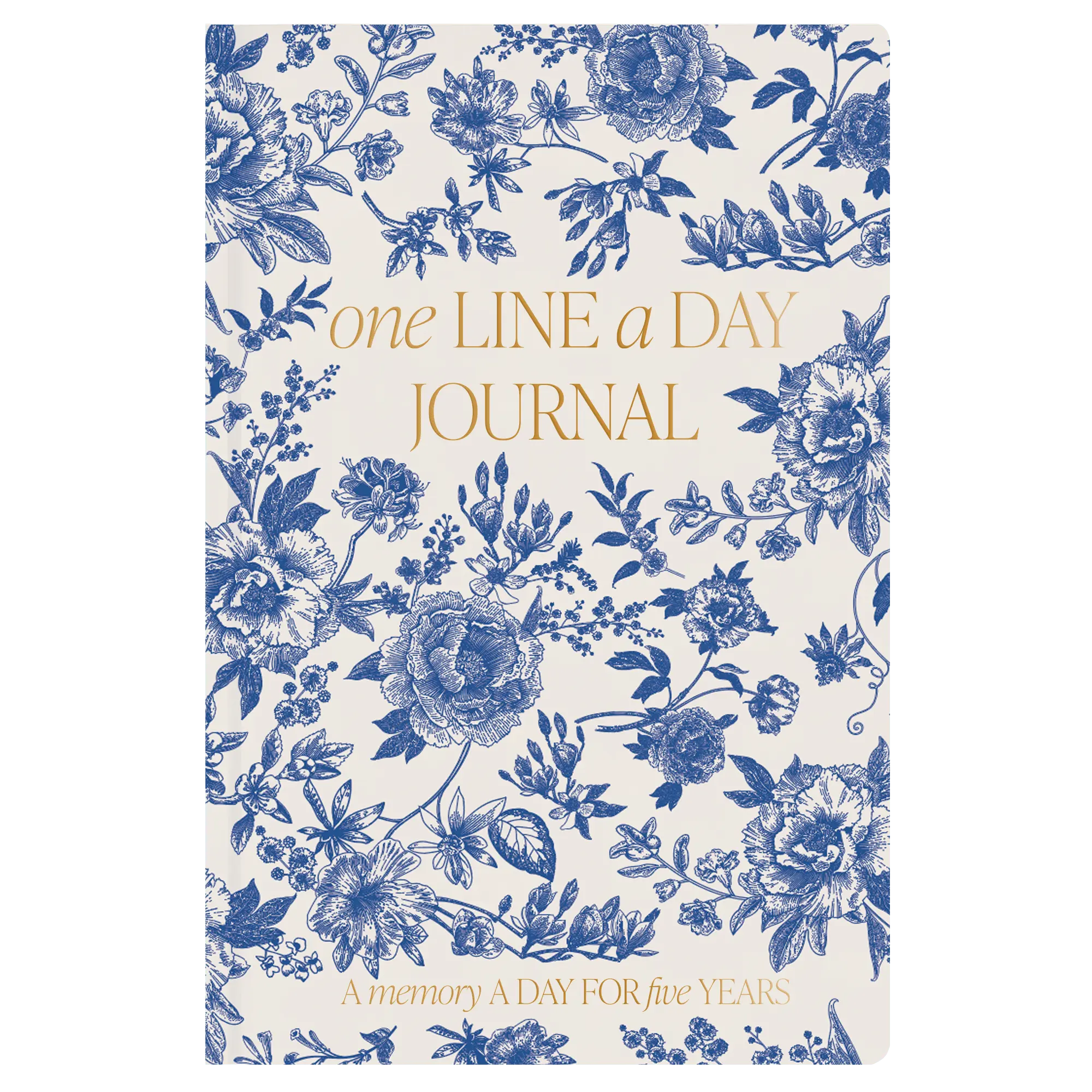 Floral patterned journal with 'one LINE a DAY JOURNAL' text on a white background