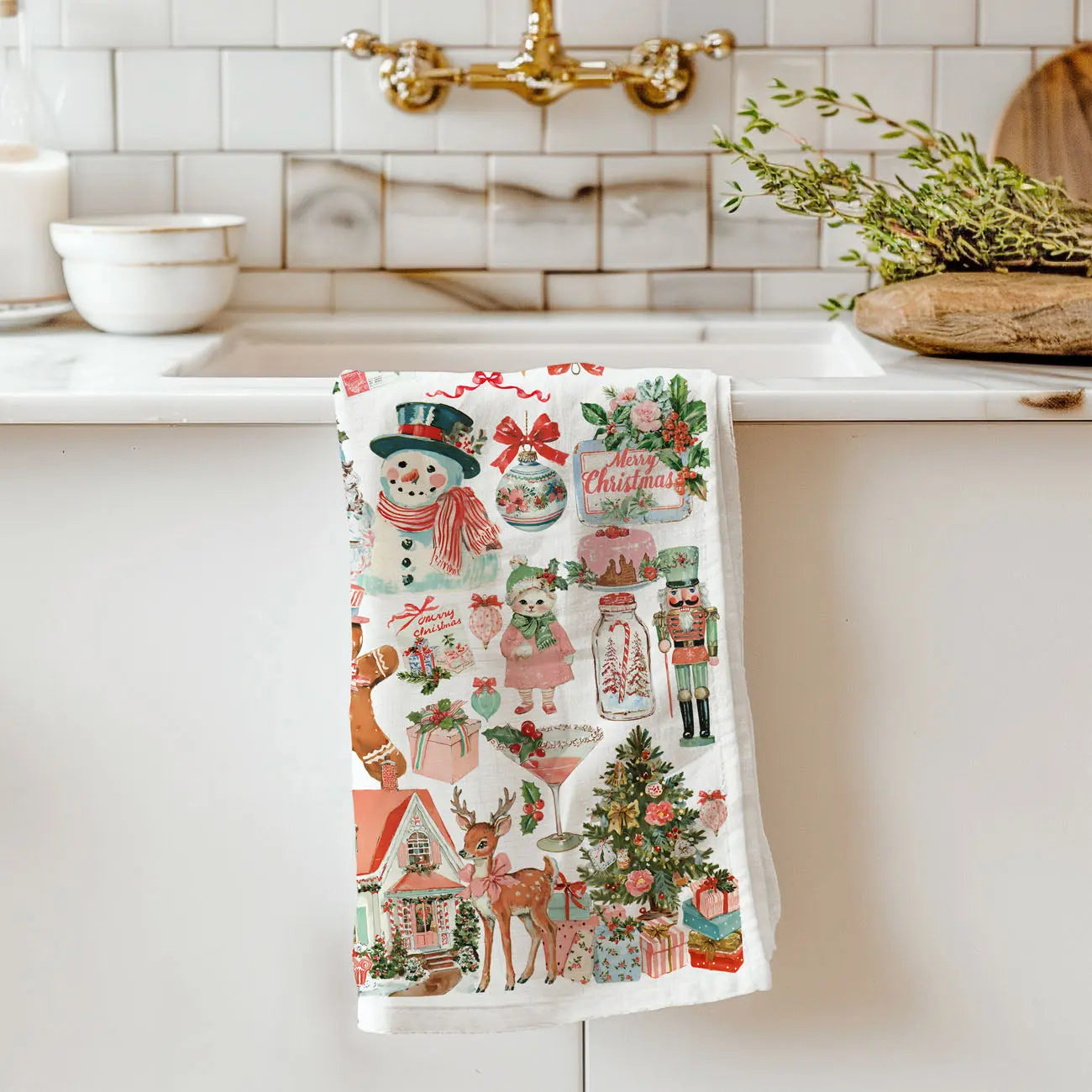 Vintage Pink Christmas Kitchen Towel Gia Roma Vintage Pink Christmas Kitchen Towel Gia Roma