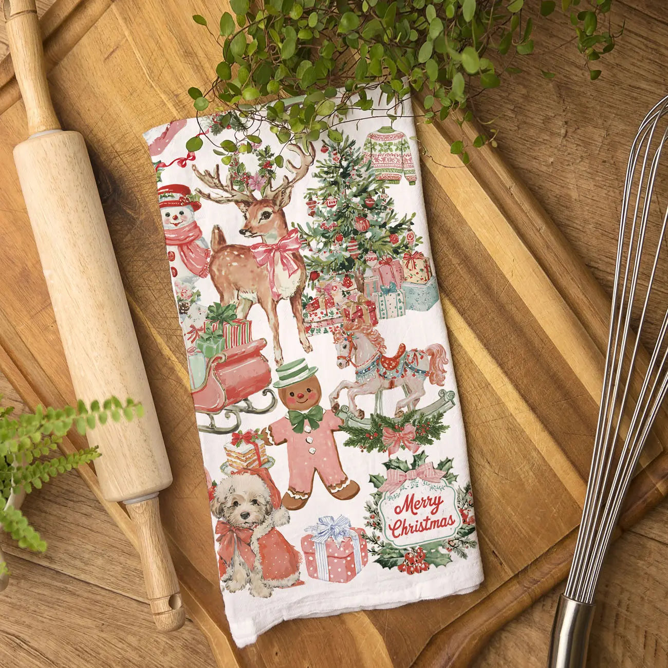Vintage Pink Christmas Kitchen Towel Gia Roma Vintage Pink Christmas Kitchen Towel Gia Roma