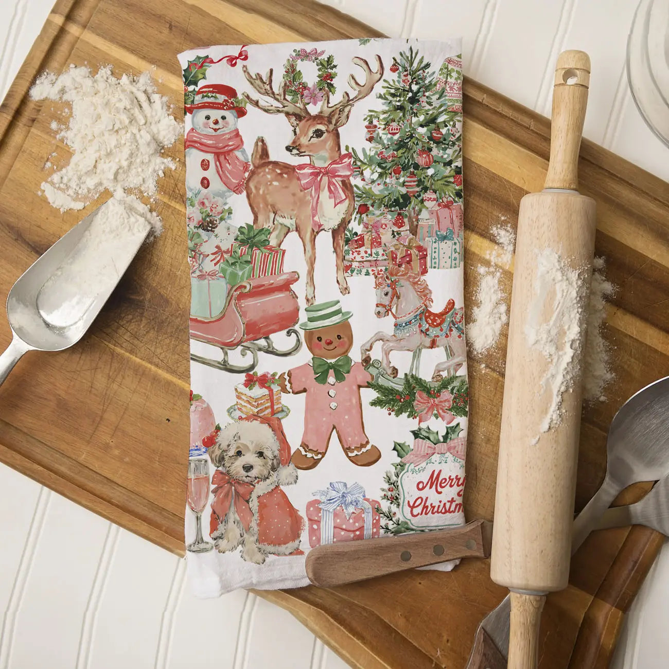 Vintage Pink Christmas Kitchen Towel Gia Roma Vintage Pink Christmas Kitchen Towel Gia Roma