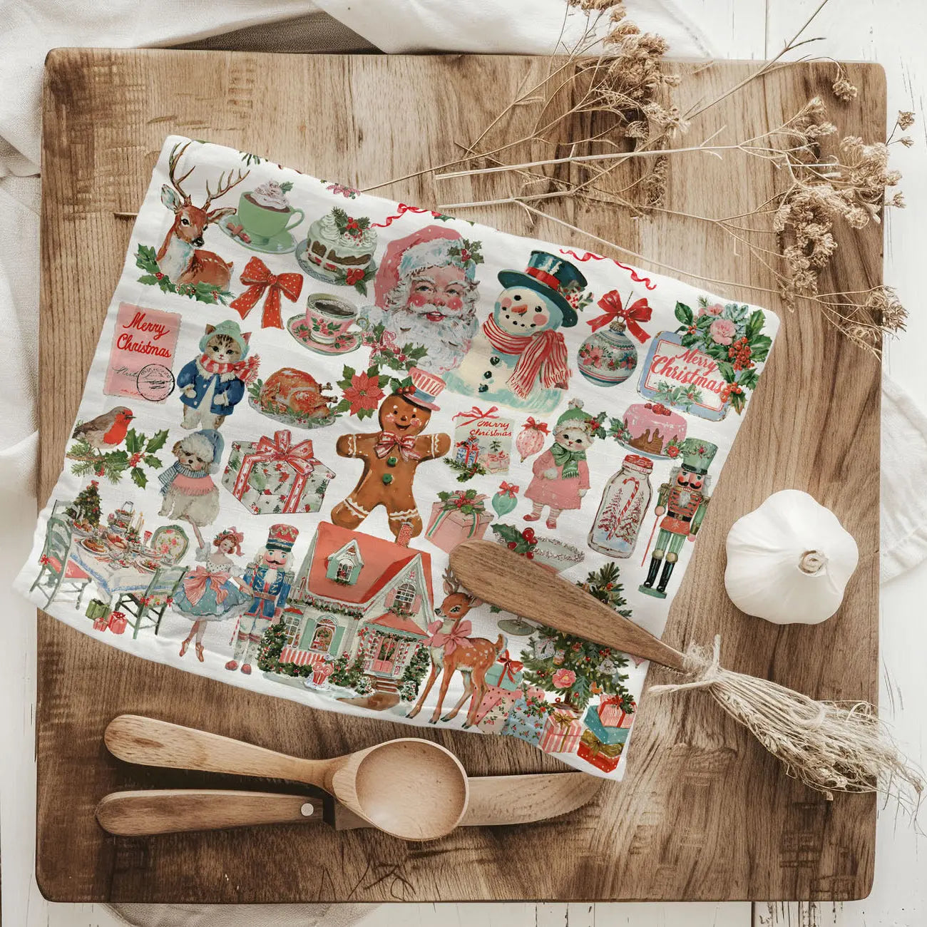 Vintage Pink Christmas Kitchen Towel Gia Roma Vintage Pink Christmas Kitchen Towel Gia Roma