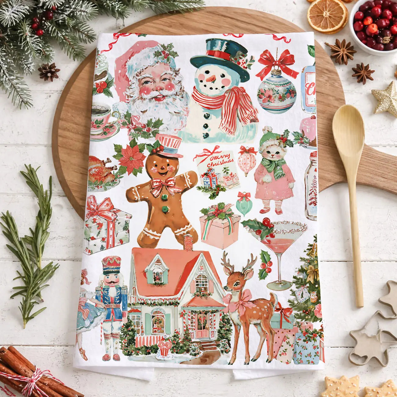Vintage Pink Christmas Kitchen Towel Gia Roma Vintage Pink Christmas Kitchen Towel Gia Roma