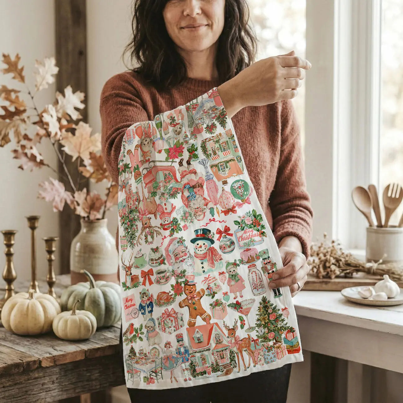 Vintage Pink Christmas Kitchen Towel Gia Roma Vintage Pink Christmas Kitchen Towel Gia Roma