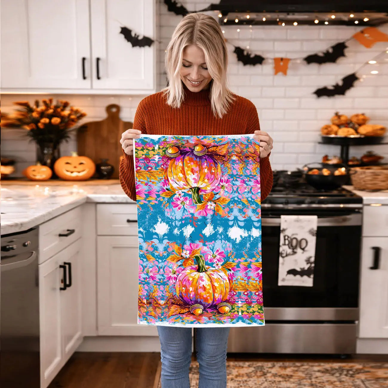 Painted Pumpkin Kitchen Towel Gia Roma Painted Pumpkin Kitchen Towel Gia Roma