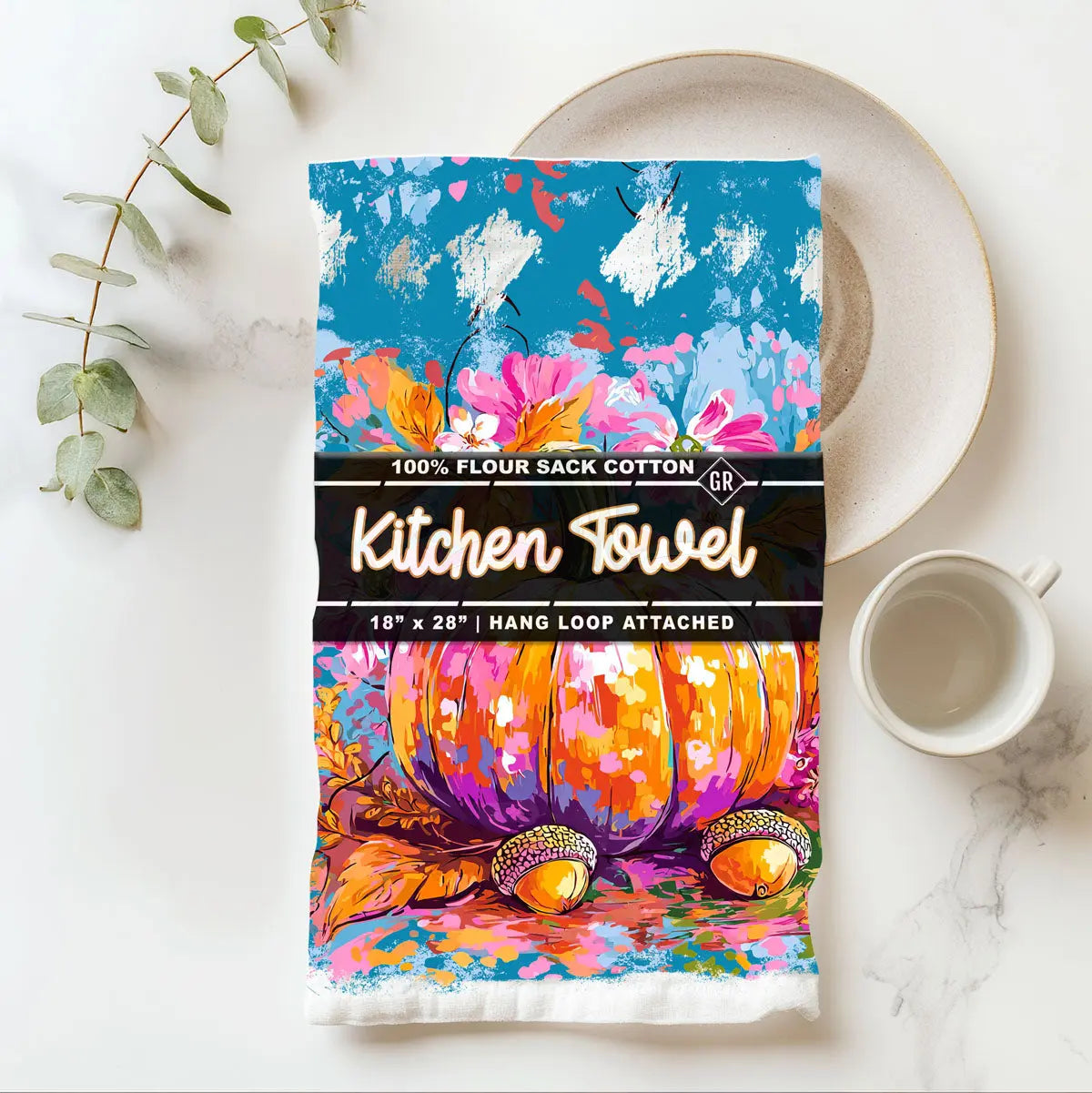 Painted Pumpkin Kitchen Towel Gia Roma Painted Pumpkin Kitchen Towel Gia Roma