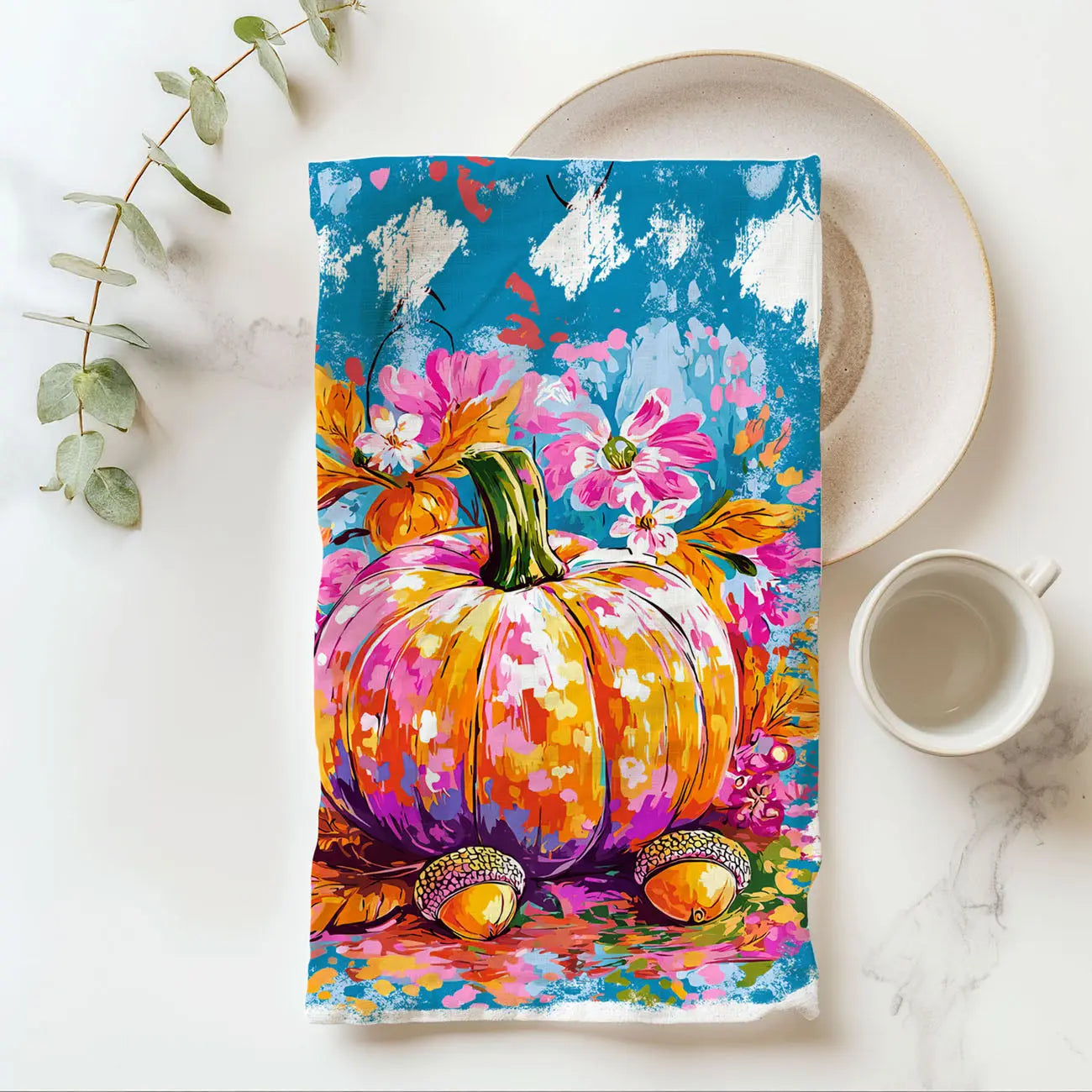 Painted Pumpkin Kitchen Towel Gia Roma Painted Pumpkin Kitchen Towel Gia Roma