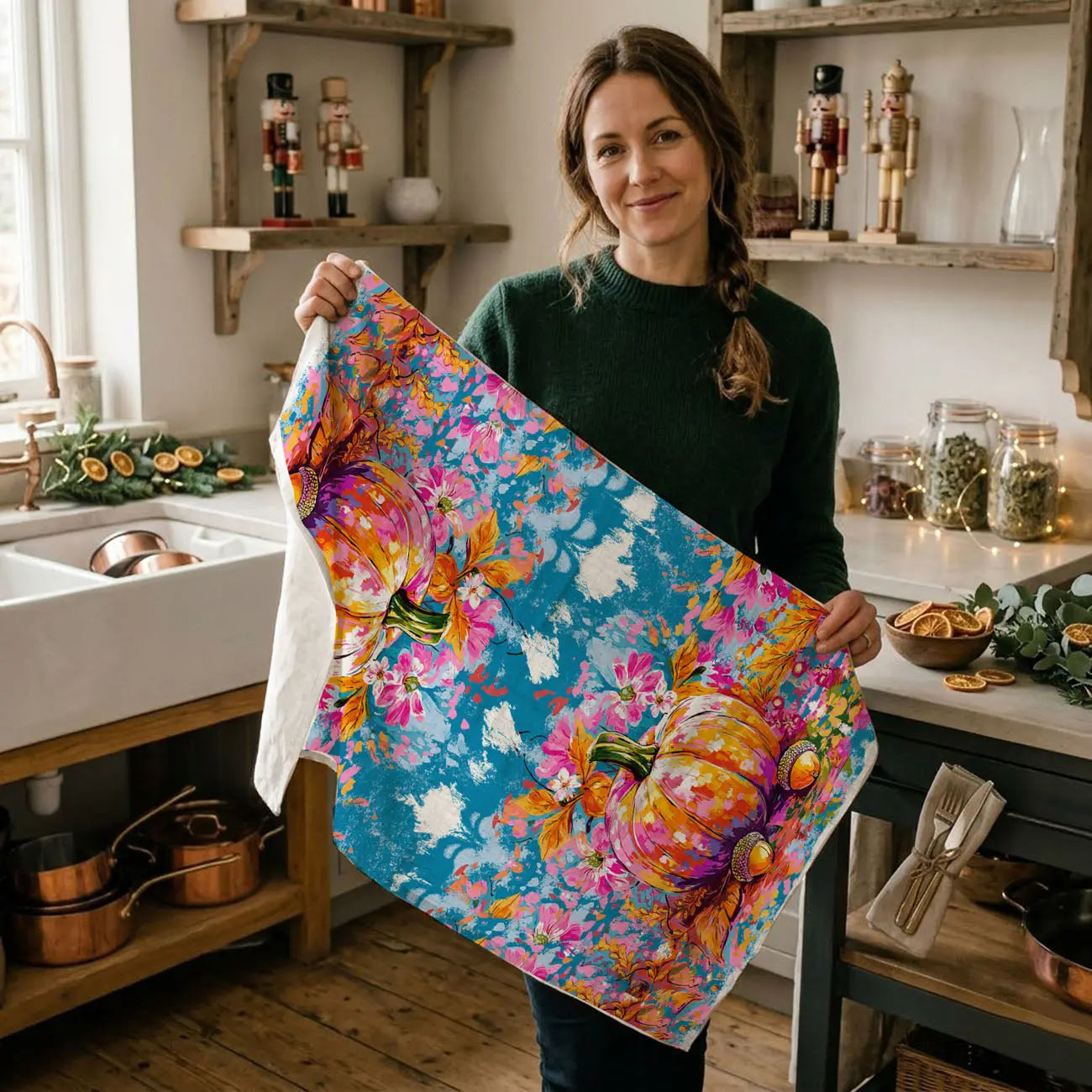 Painted Pumpkin Kitchen Towel Gia Roma Painted Pumpkin Kitchen Towel Gia Roma