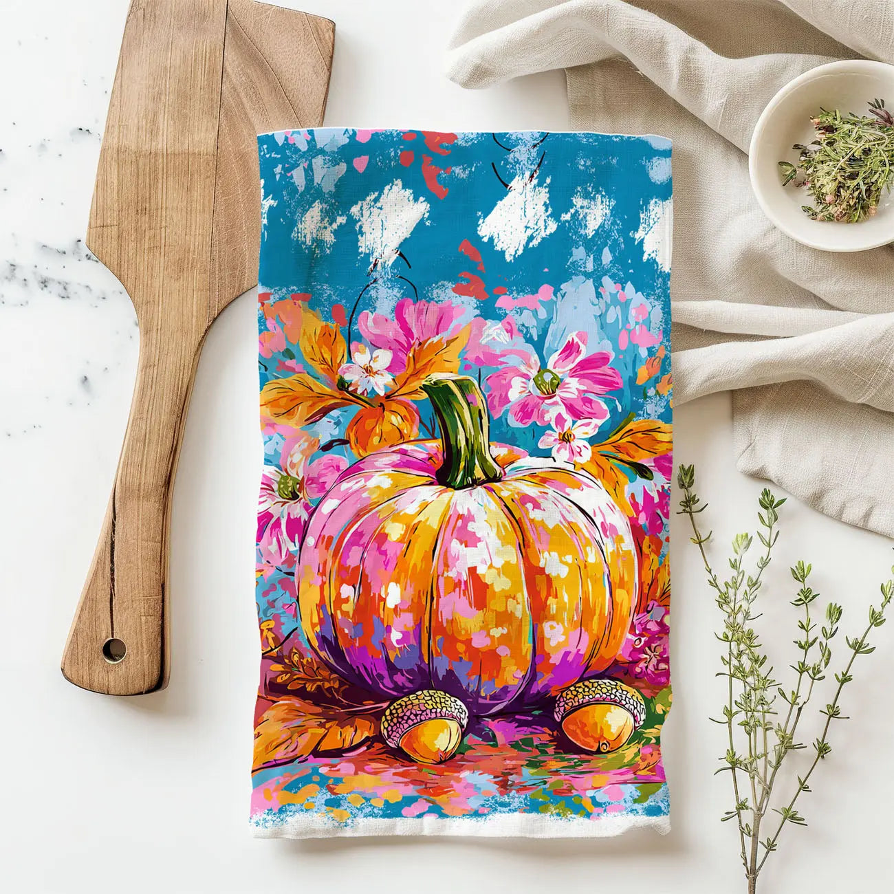 Painted Pumpkin Kitchen Towel Gia Roma Painted Pumpkin Kitchen Towel Gia Roma