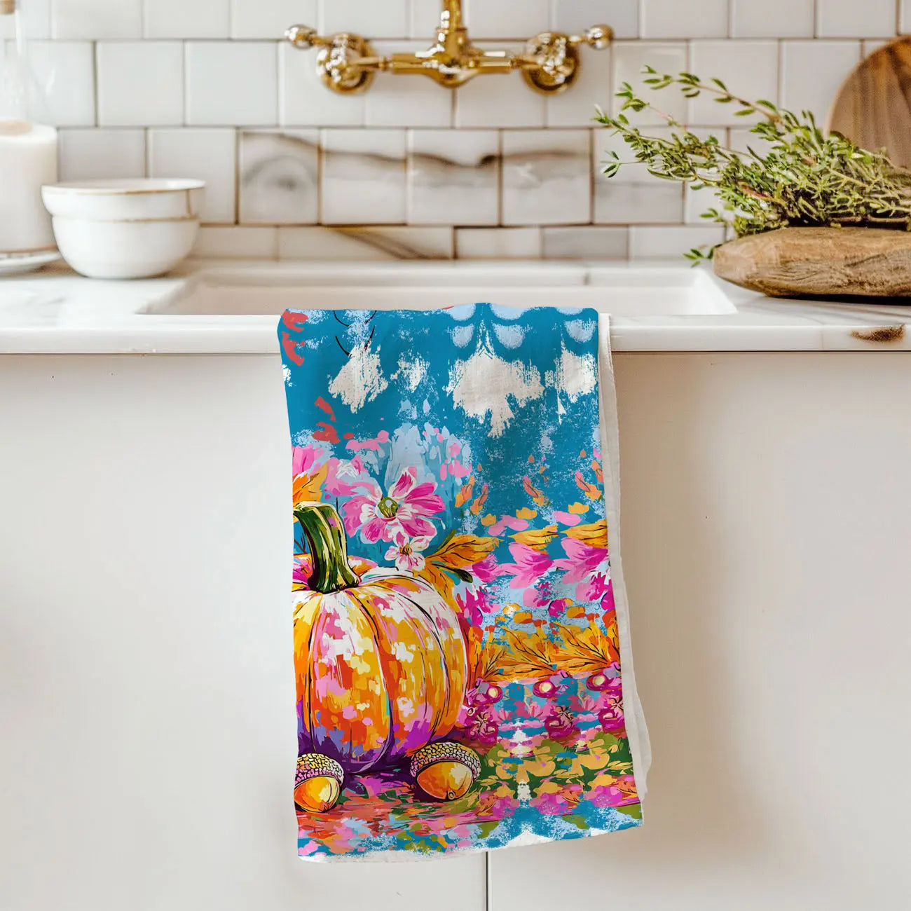 Painted Pumpkin Kitchen Towel Gia Roma Painted Pumpkin Kitchen Towel Gia Roma